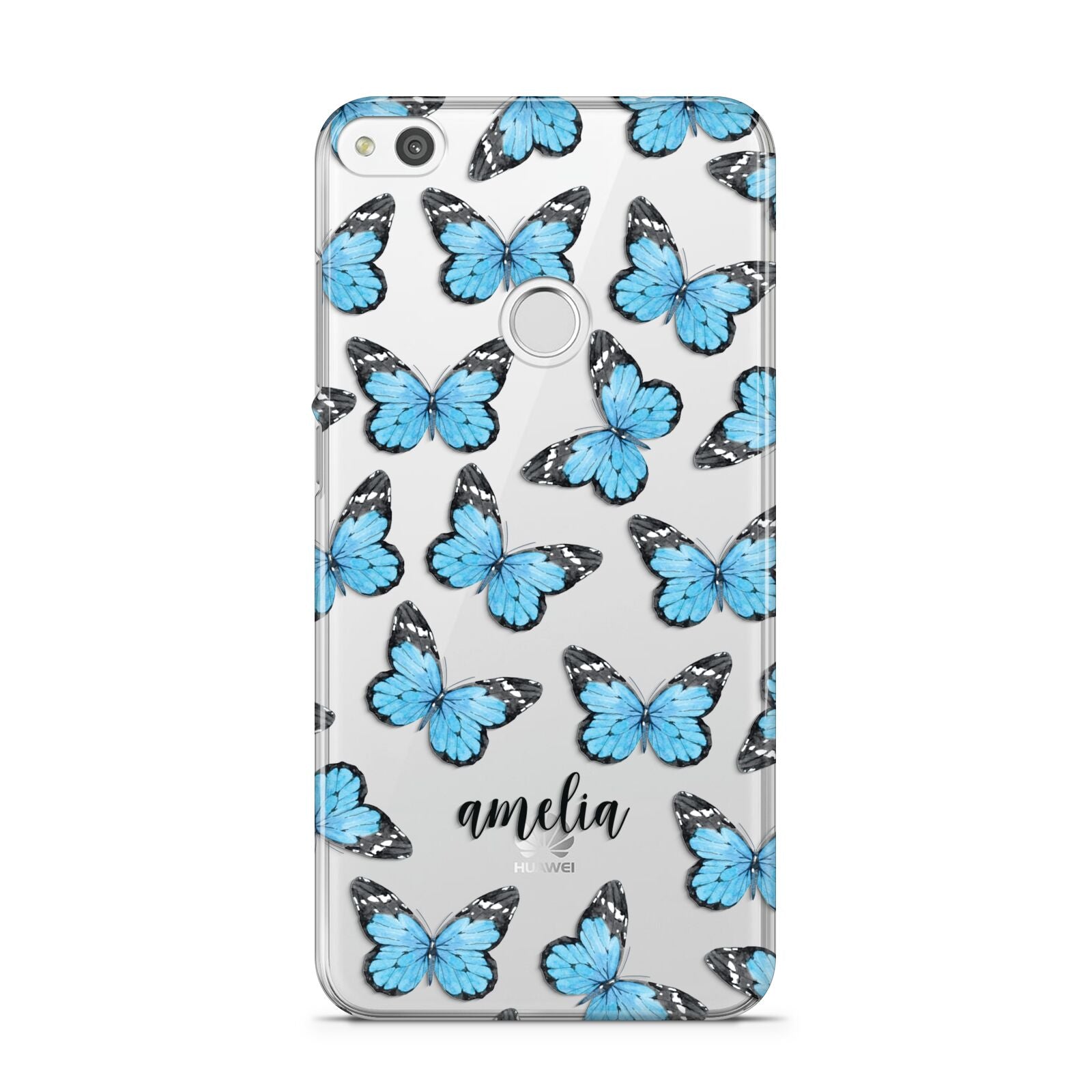 Blue Butterflies with Name Huawei P8 Lite Case