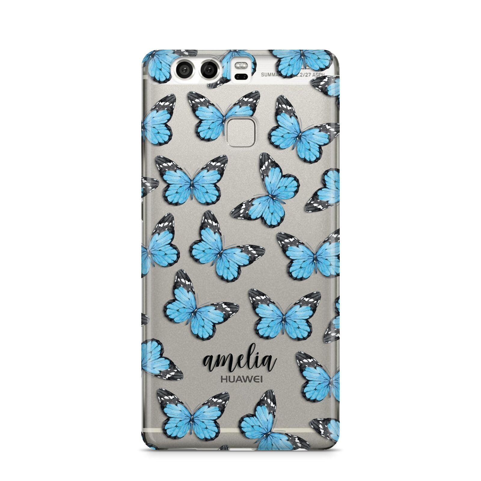 Blue Butterflies with Name Huawei P9 Case