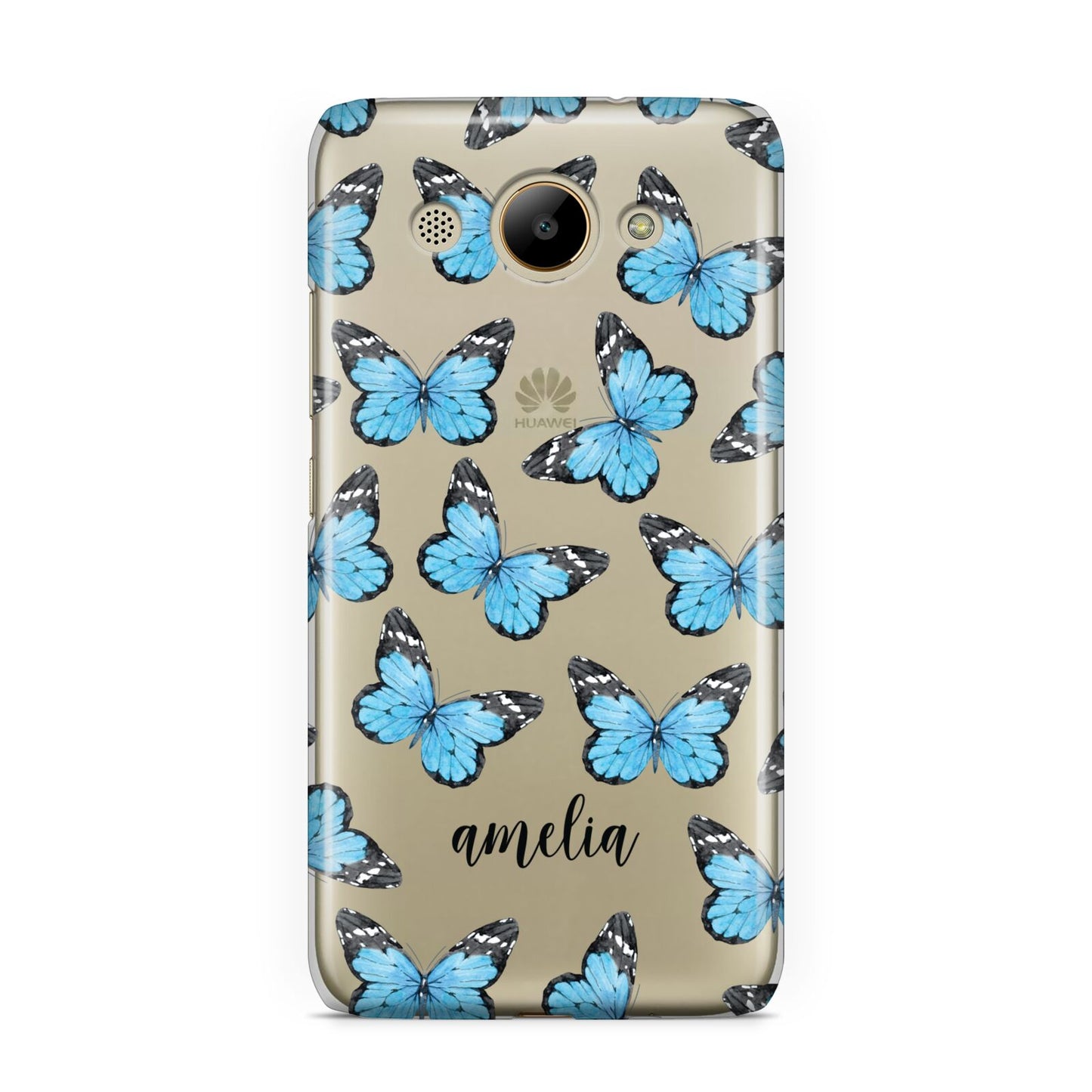 Blue Butterflies with Name Huawei Y3 2017