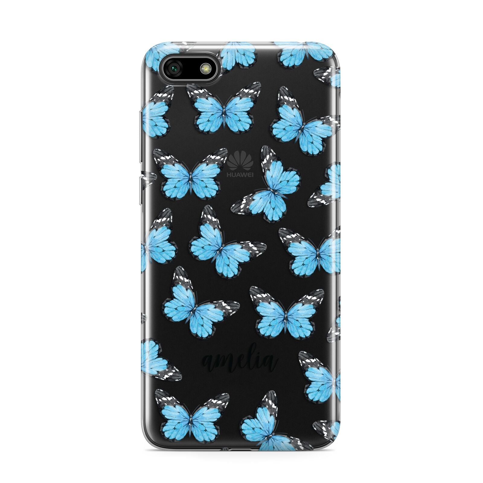 Blue Butterflies with Name Huawei Y5 Prime 2018 Phone Case