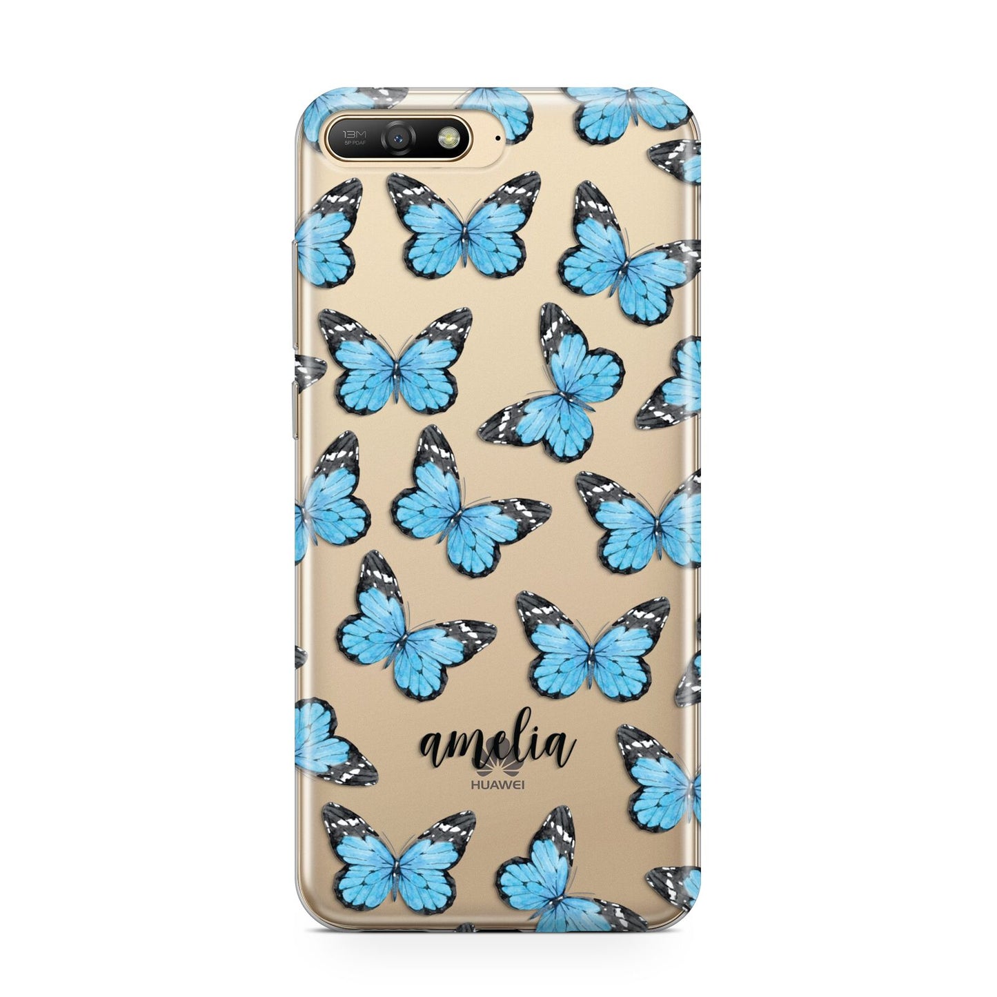 Blue Butterflies with Name Huawei Y6 2018