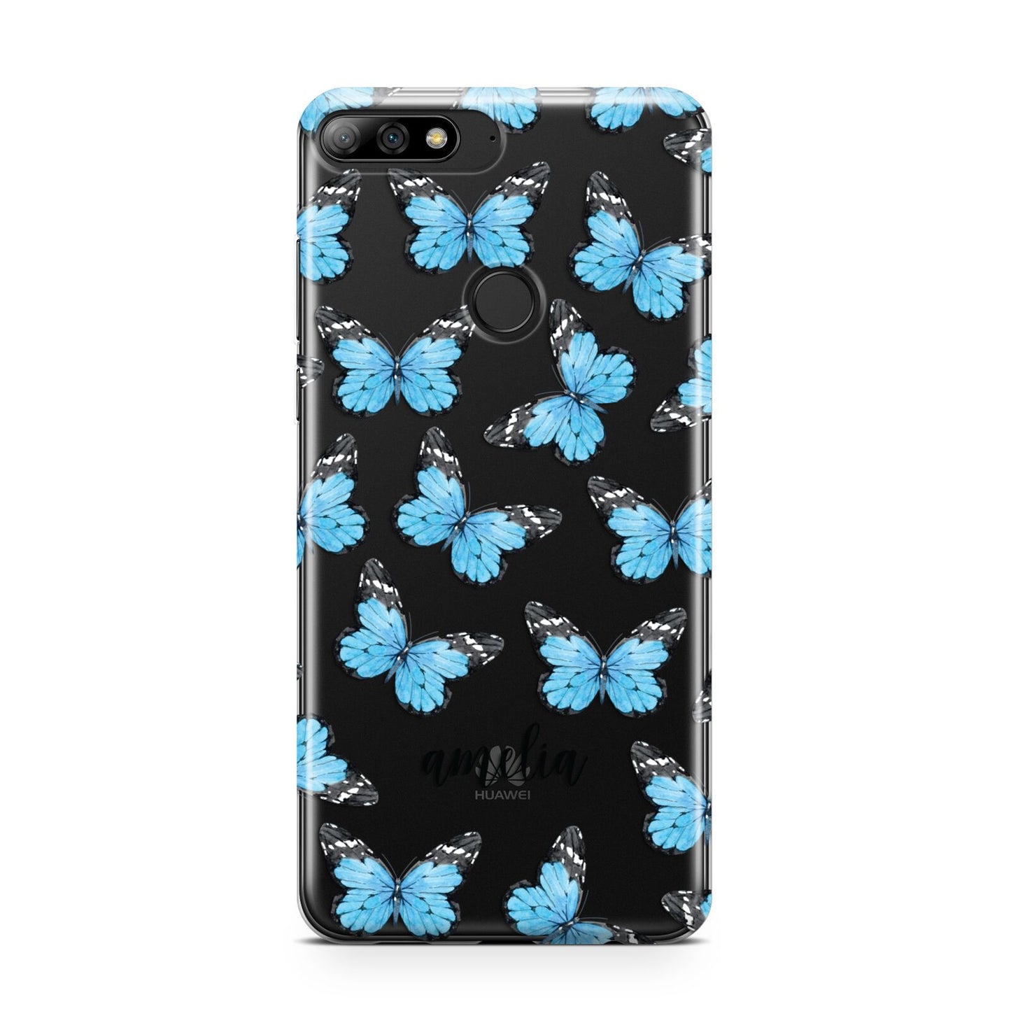 Blue Butterflies with Name Huawei Y7 2018