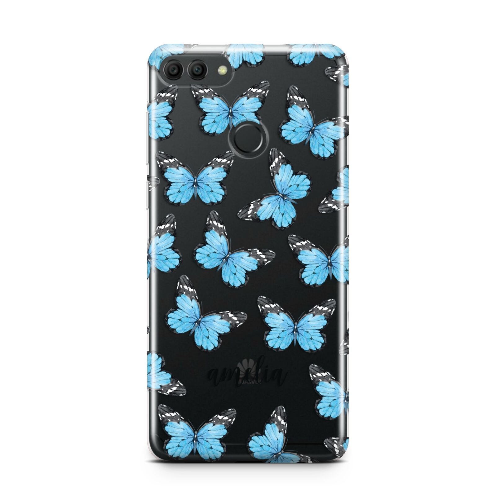 Blue Butterflies with Name Huawei Y9 2018