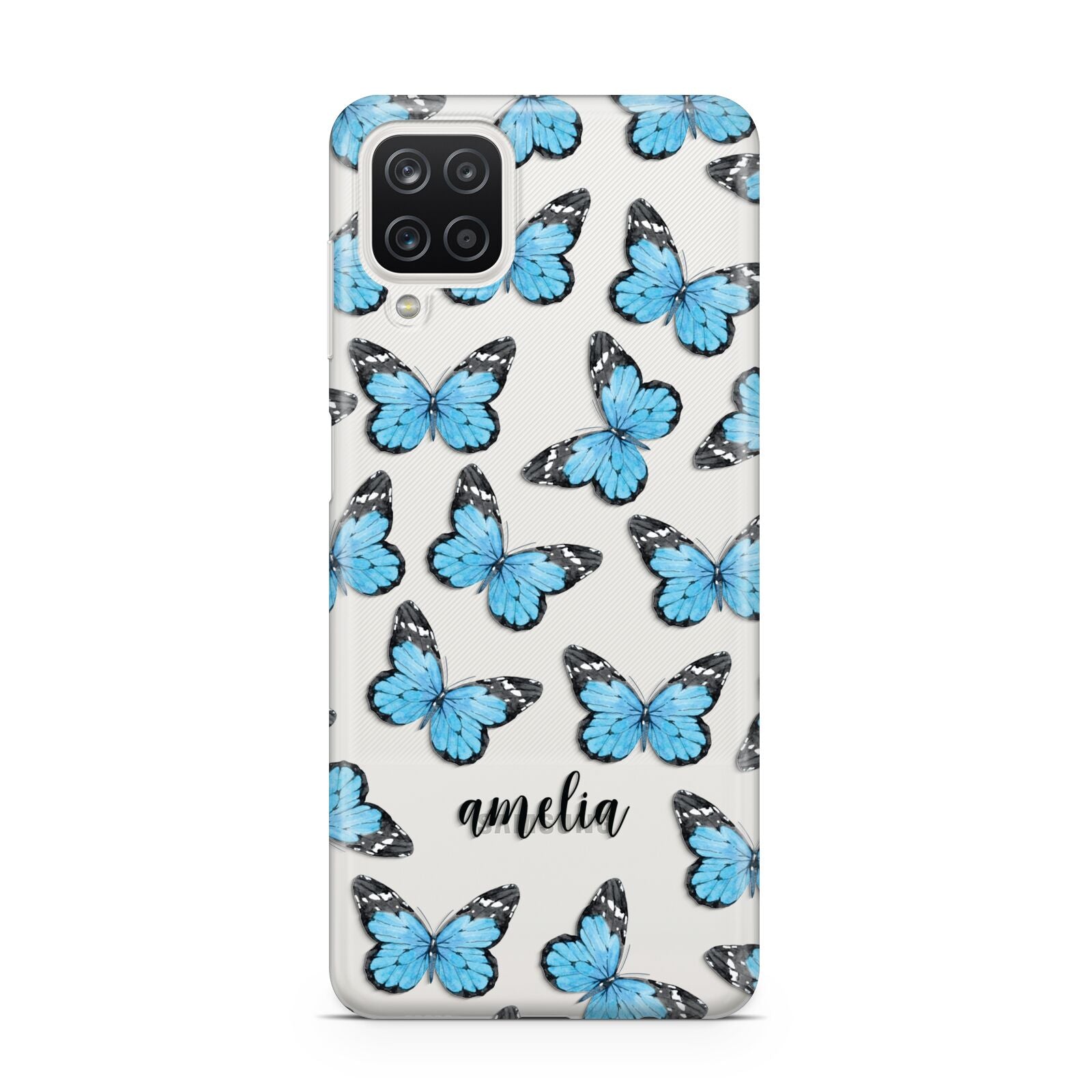 Blue Butterflies with Name Samsung A12 Case