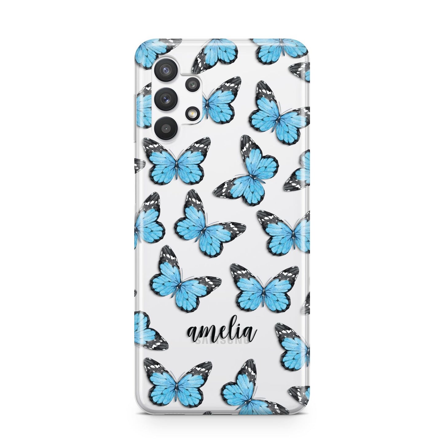 Blue Butterflies with Name Samsung A32 5G Case