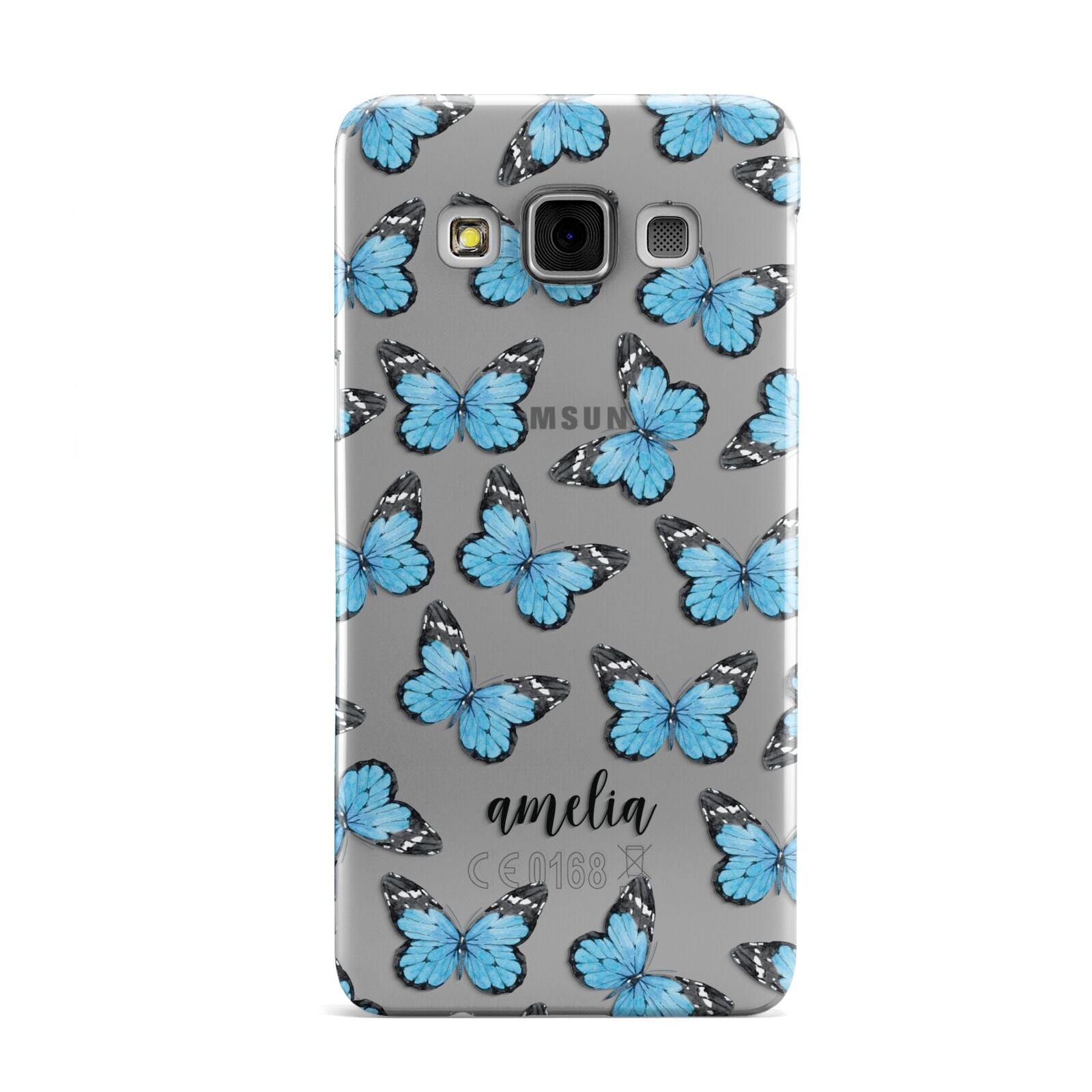 Blue Butterflies with Name Samsung Galaxy A3 Case