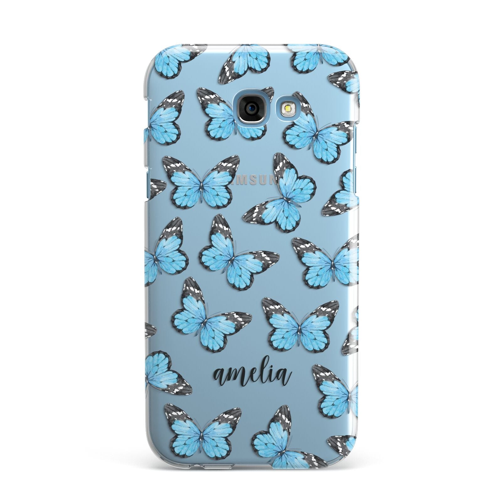 Blue Butterflies with Name Samsung Galaxy A7 2017 Case