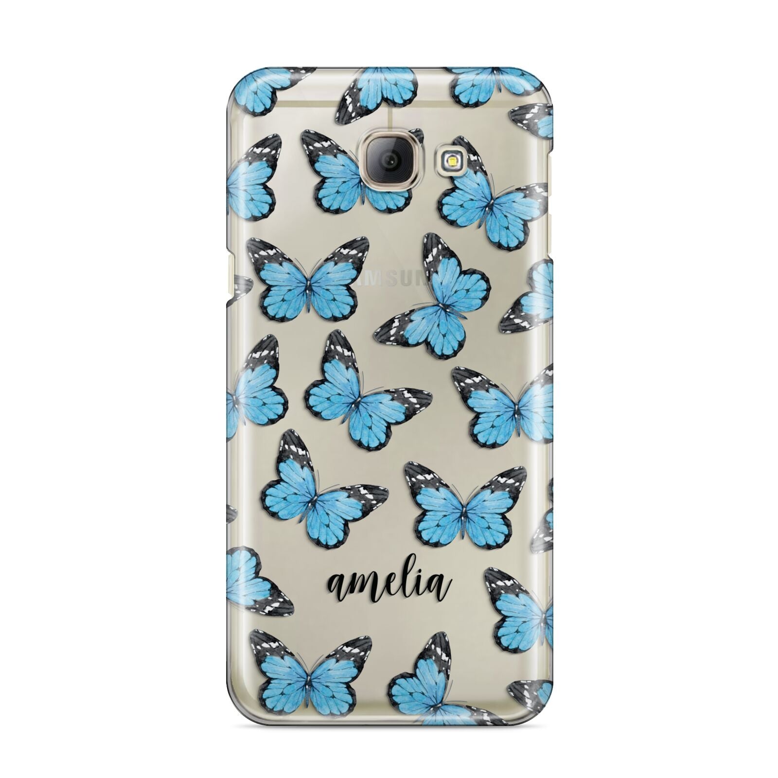 Blue Butterflies with Name Samsung Galaxy A8 2016 Case