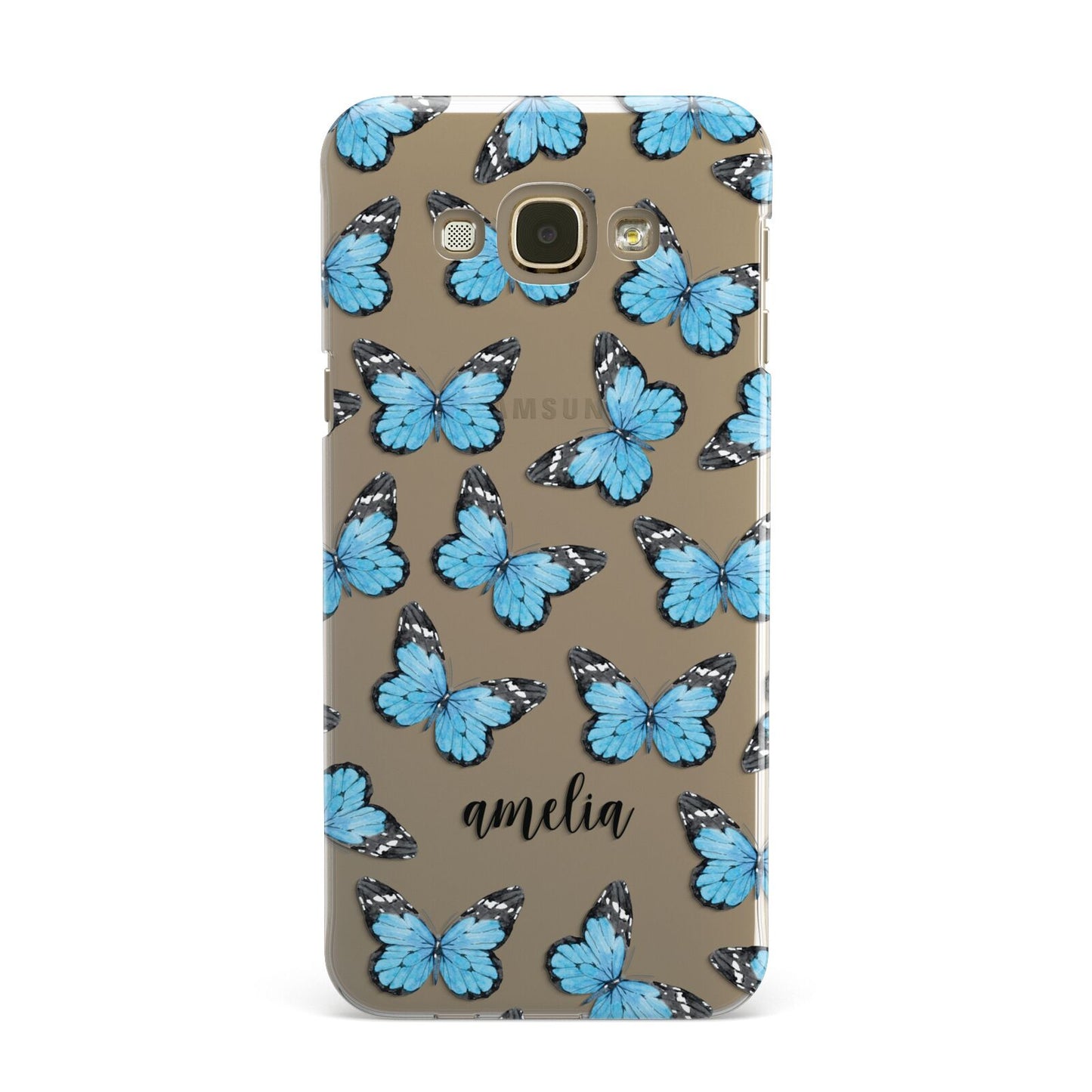 Blue Butterflies with Name Samsung Galaxy A8 Case