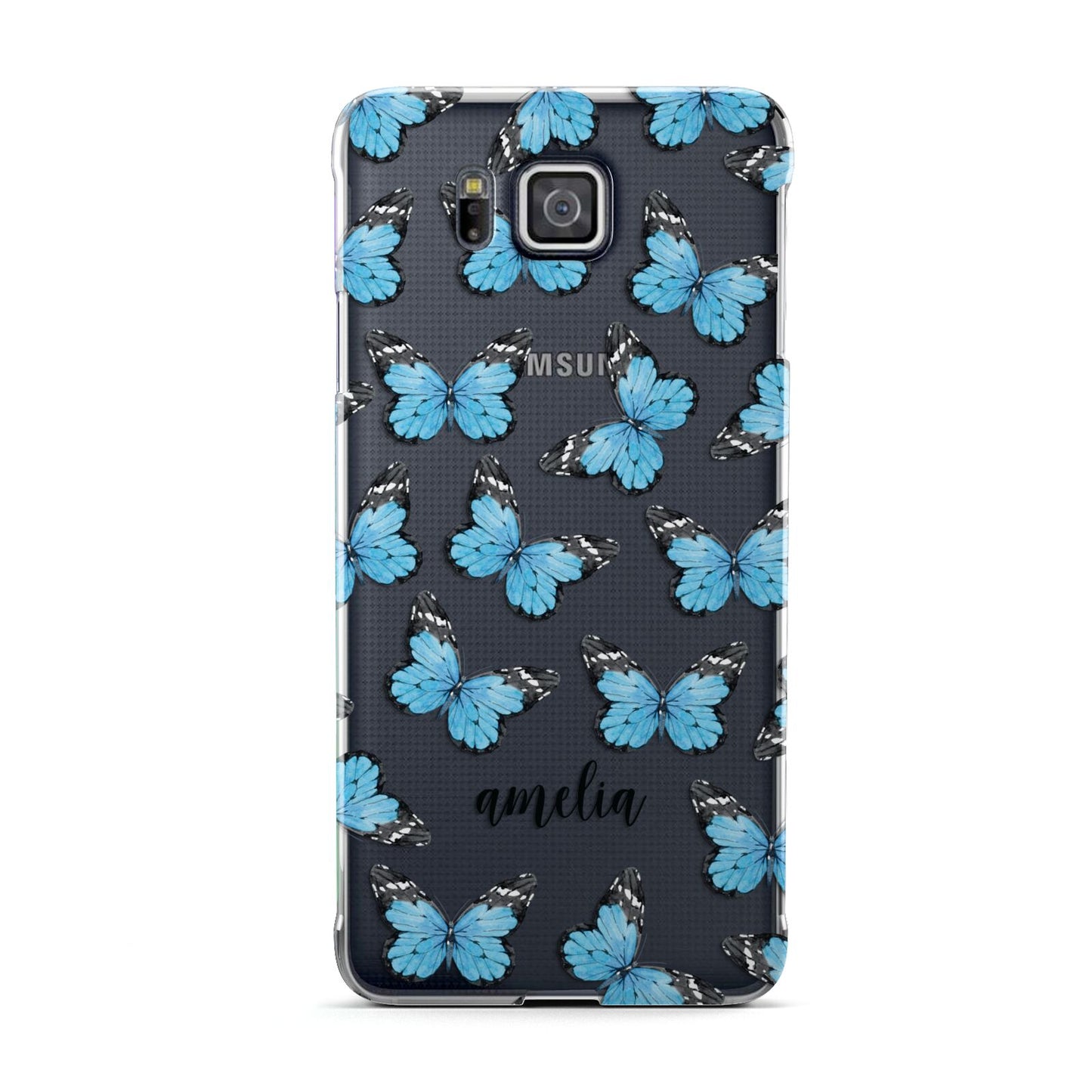 Blue Butterflies with Name Samsung Galaxy Alpha Case