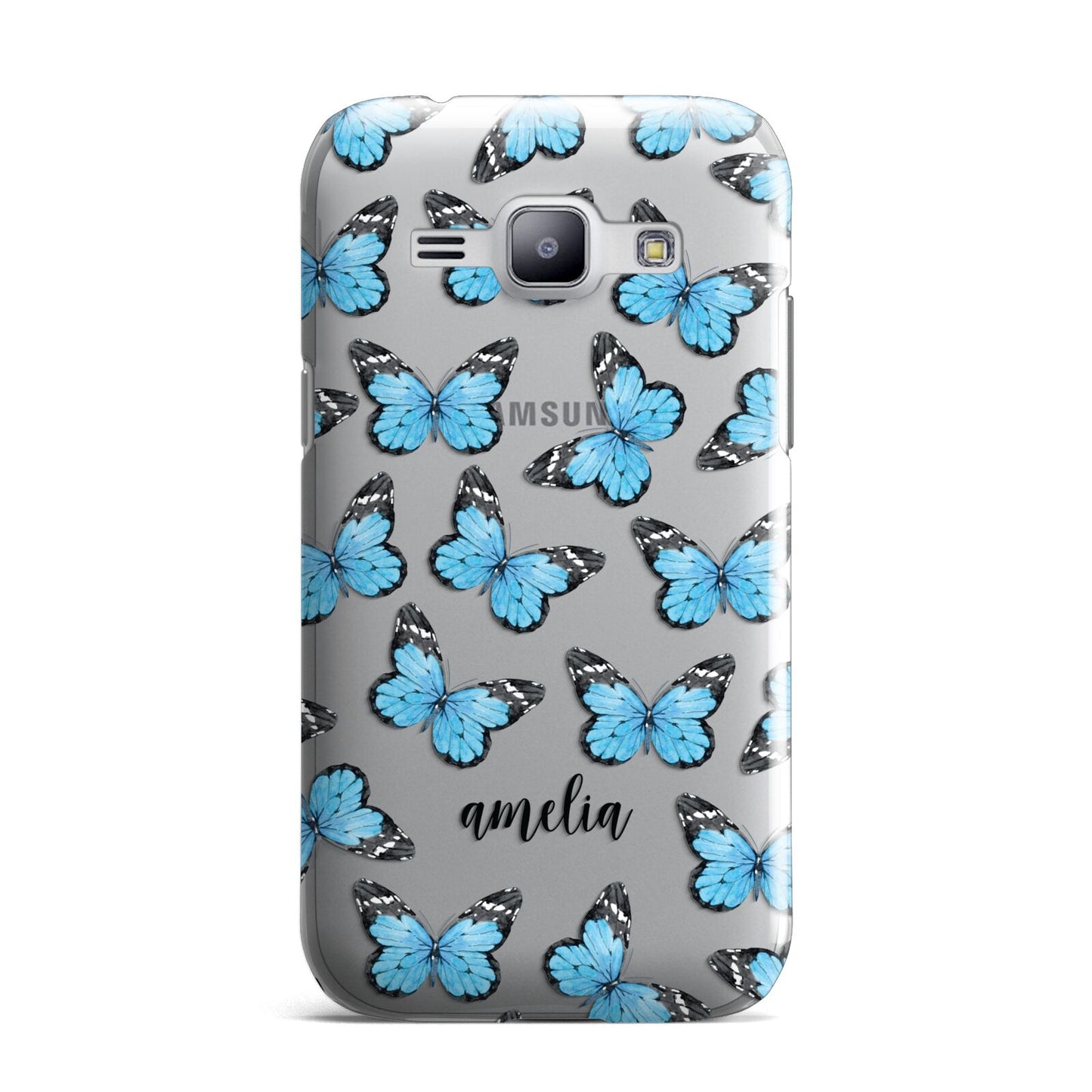 Blue Butterflies with Name Samsung Galaxy J1 2015 Case