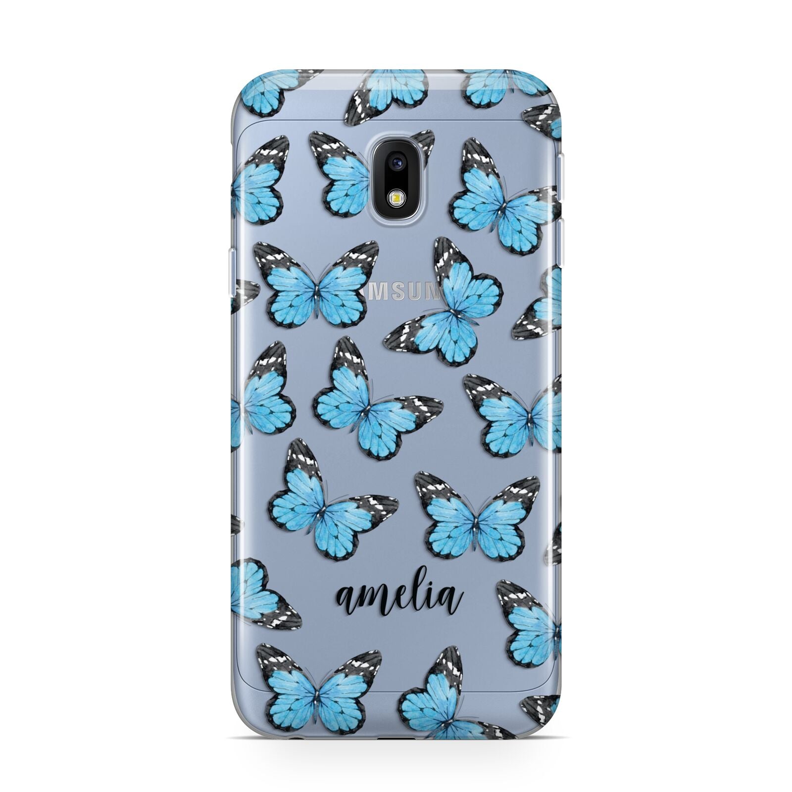 Blue Butterflies with Name Samsung Galaxy J3 2017 Case