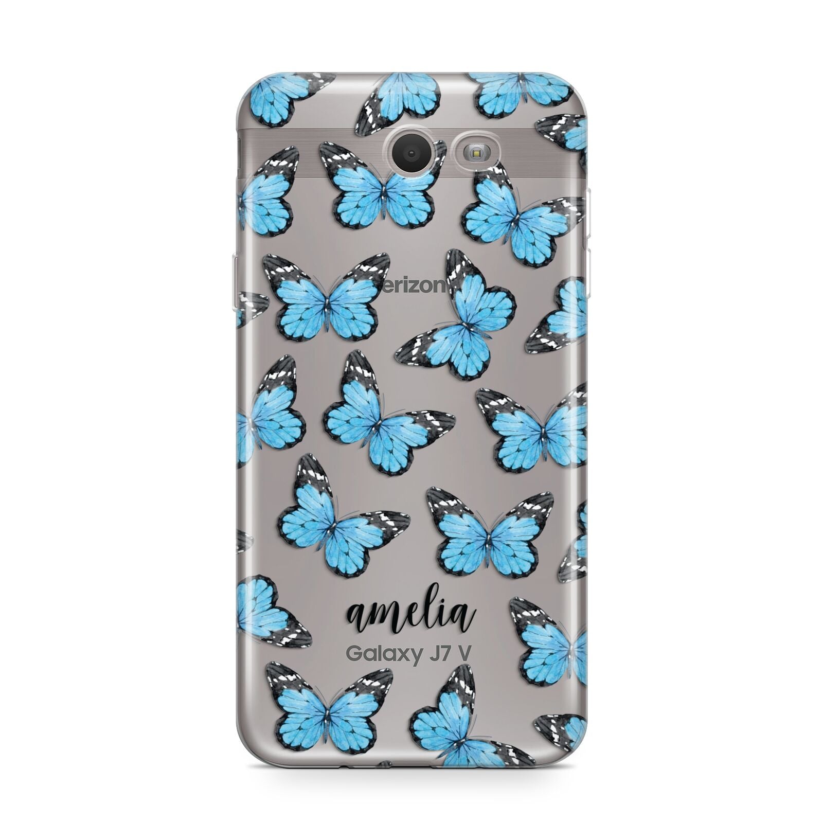 Blue Butterflies with Name Samsung Galaxy J7 2017 Case