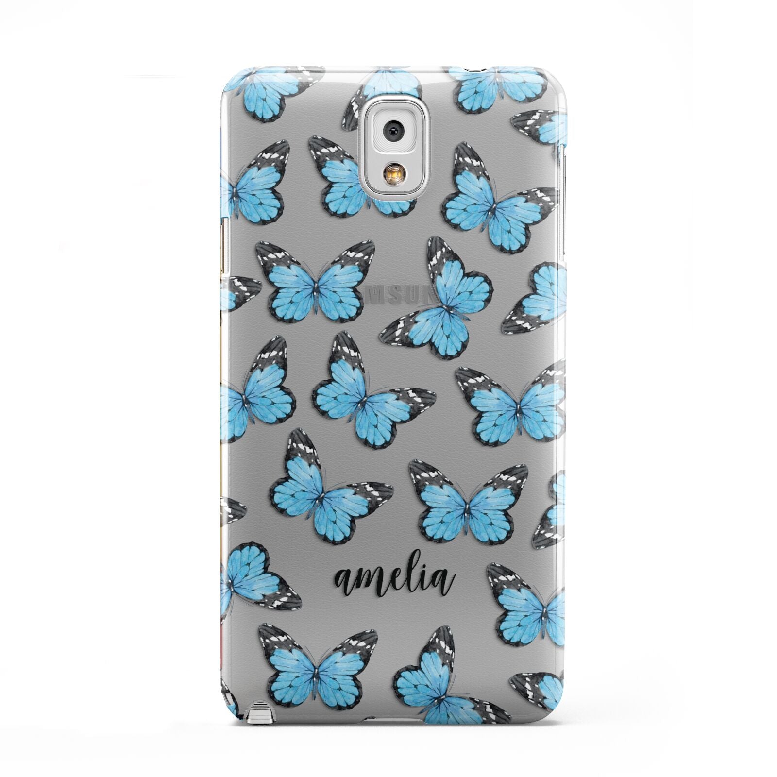 Blue Butterflies with Name Samsung Galaxy Note 3 Case