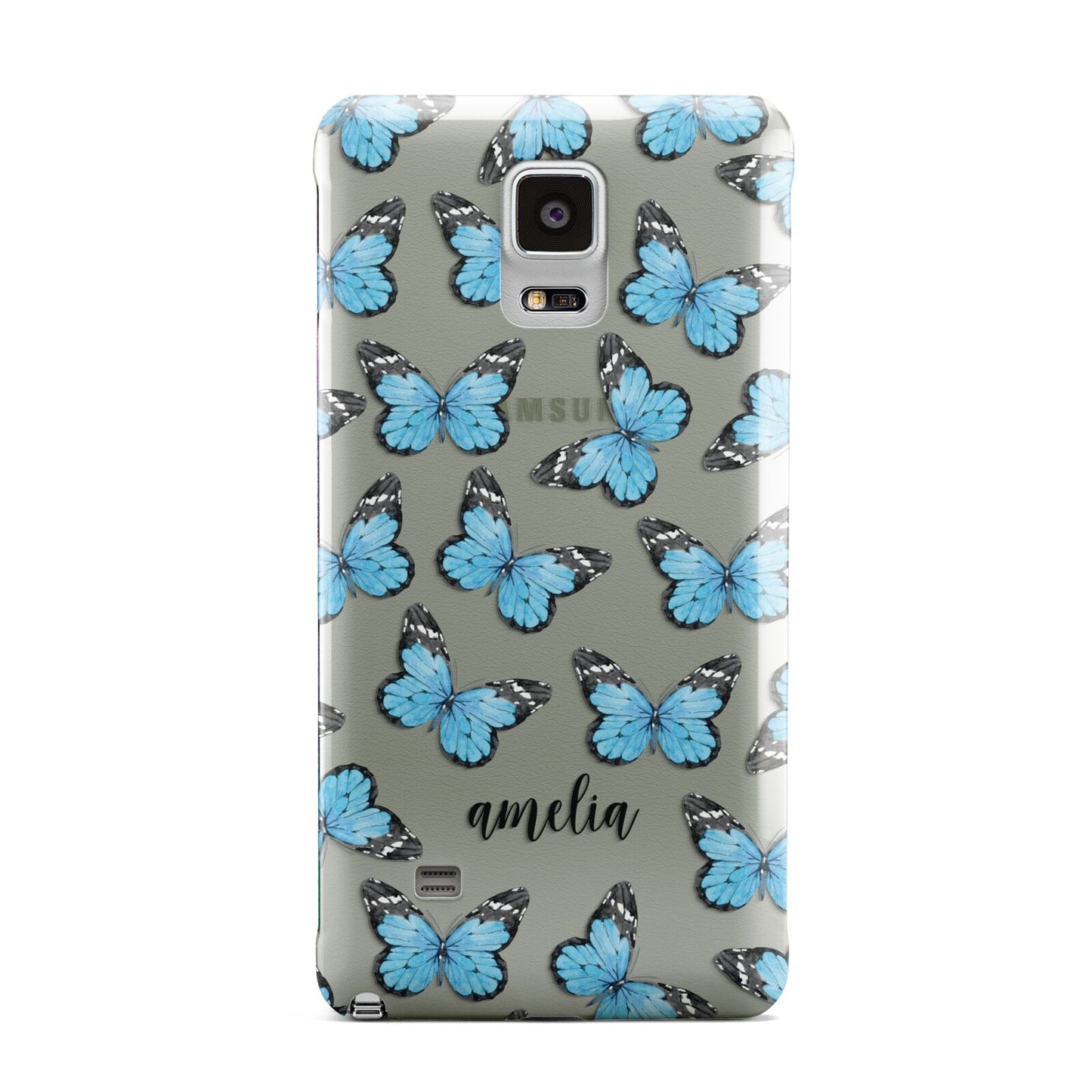 Blue Butterflies with Name Samsung Galaxy Note 4 Case