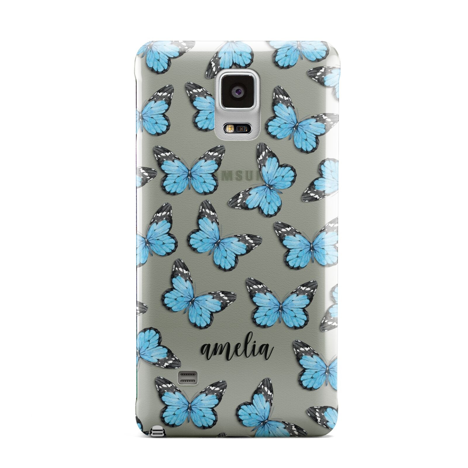 Blue Butterflies with Name Samsung Galaxy Note 4 Case