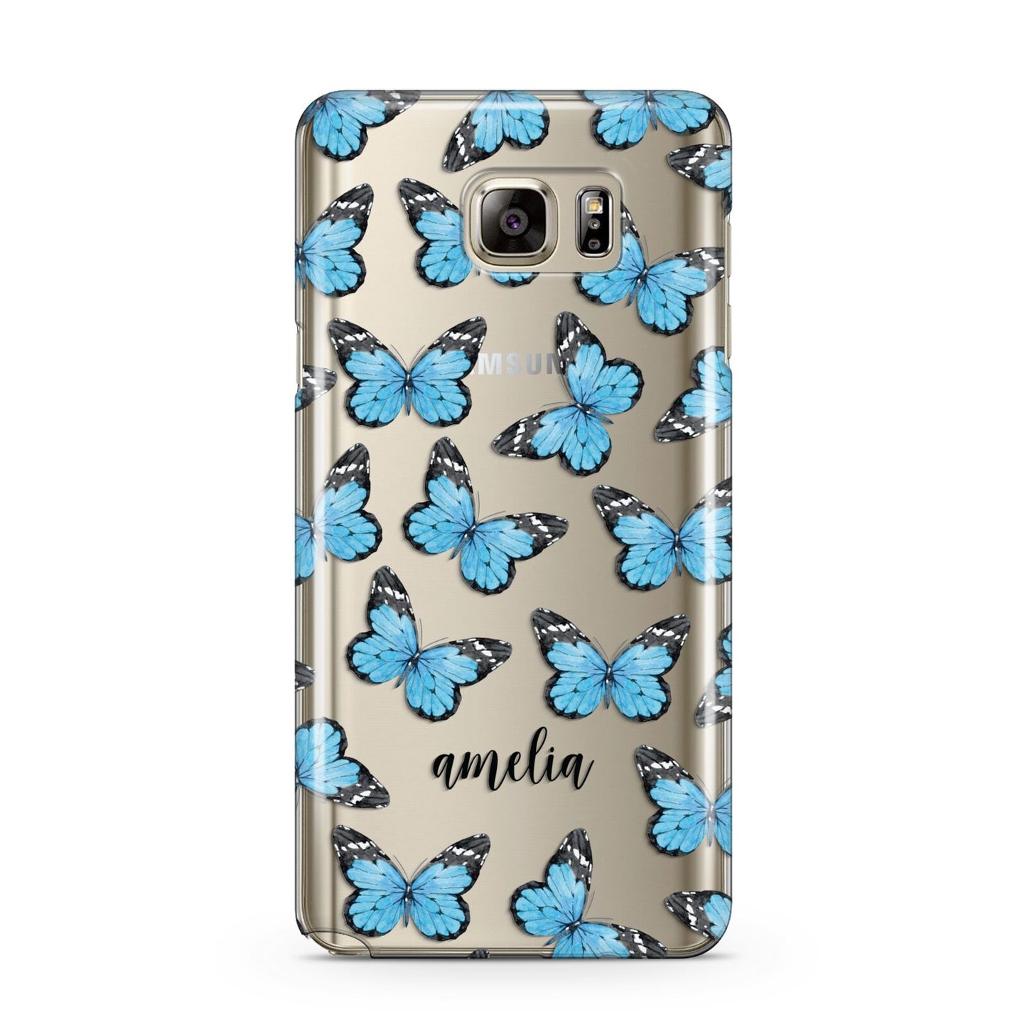 Blue Butterflies with Name Samsung Galaxy Note 5 Case