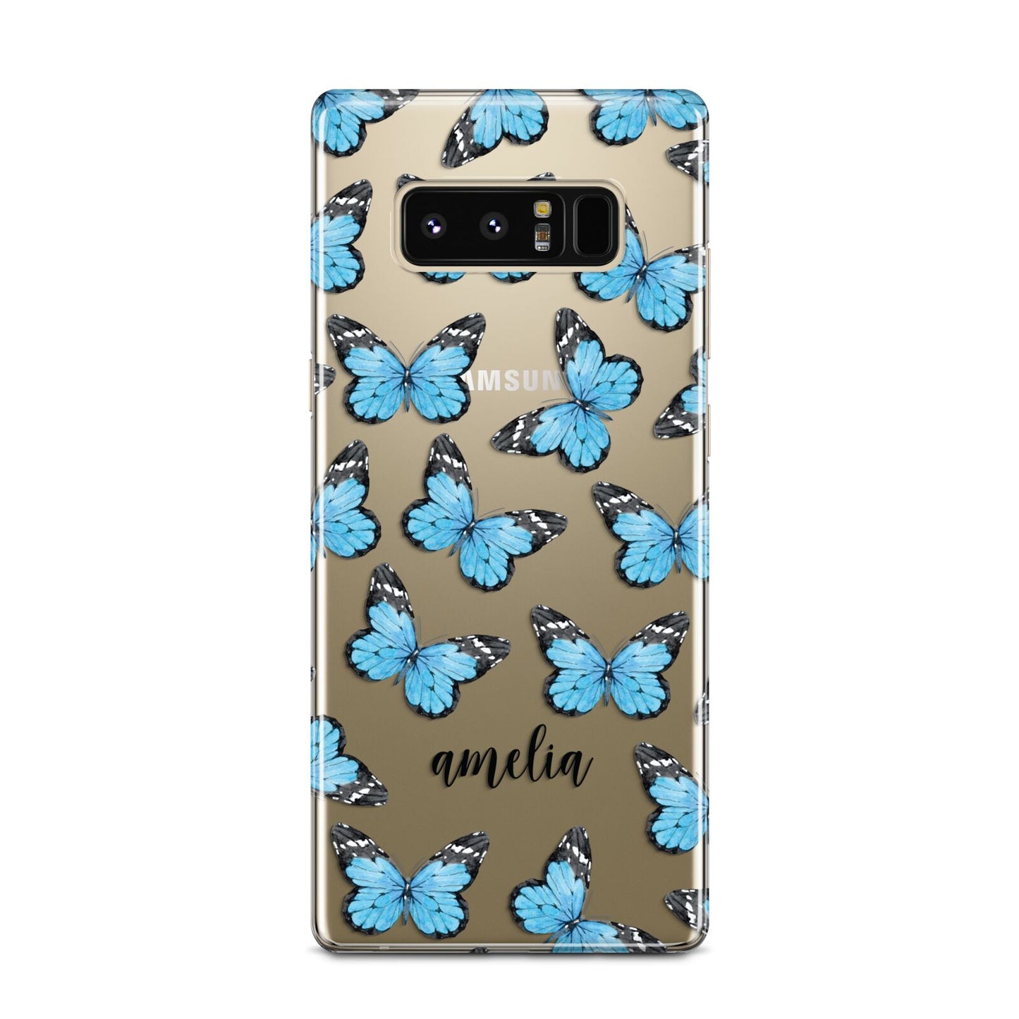 Blue Butterflies with Name Samsung Galaxy Note 8 Case