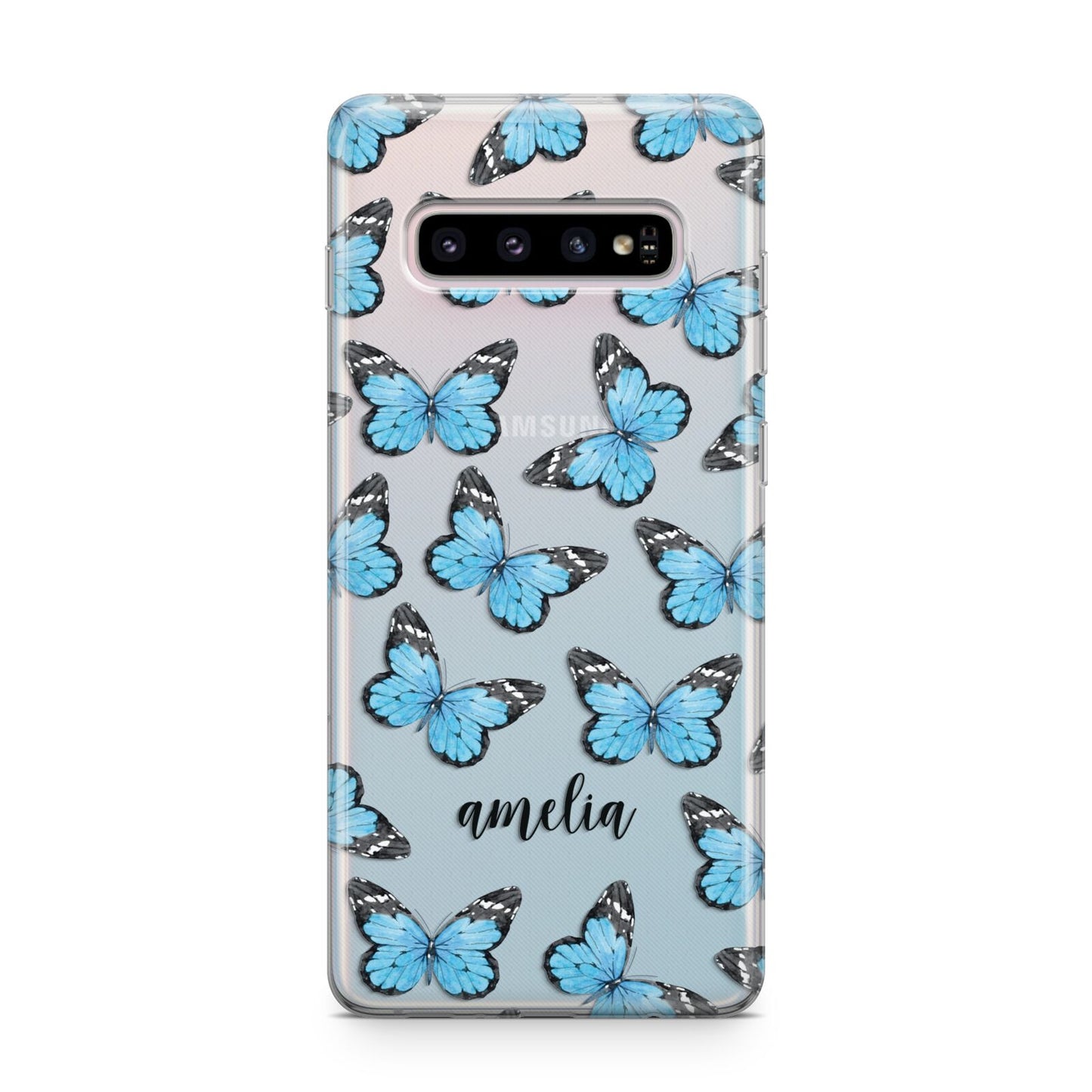 Blue Butterflies with Name Samsung Galaxy S10 Plus Case