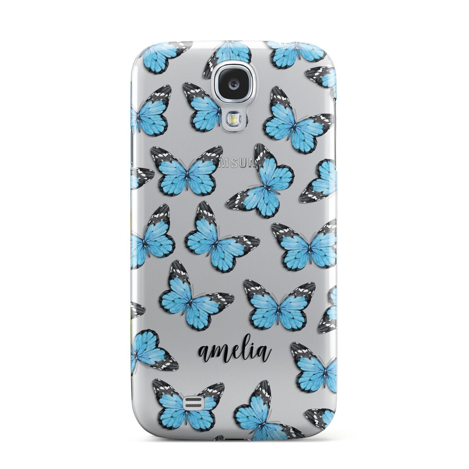 Blue Butterflies with Name Samsung Galaxy S4 Case