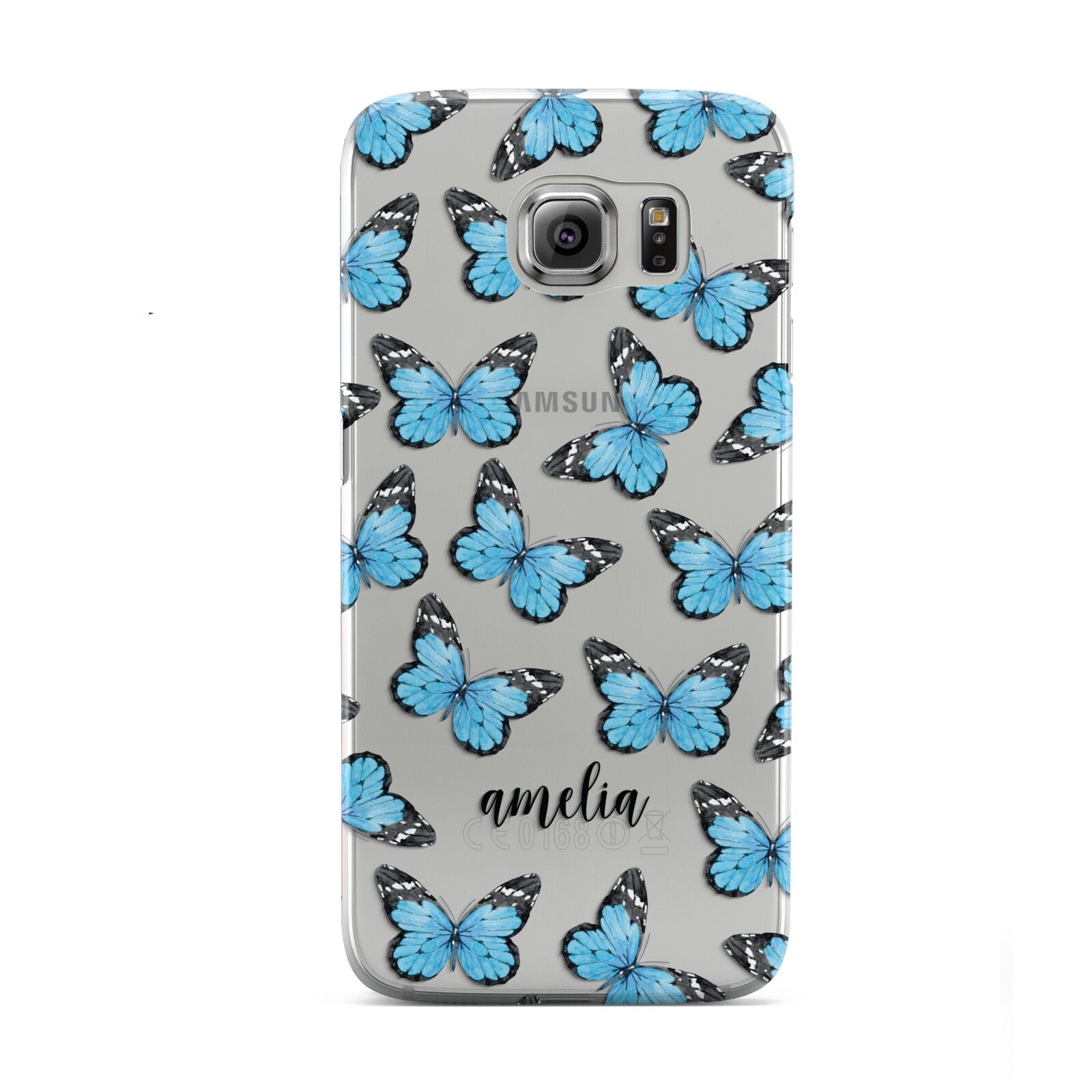 Blue Butterflies with Name Samsung Galaxy S6 Case