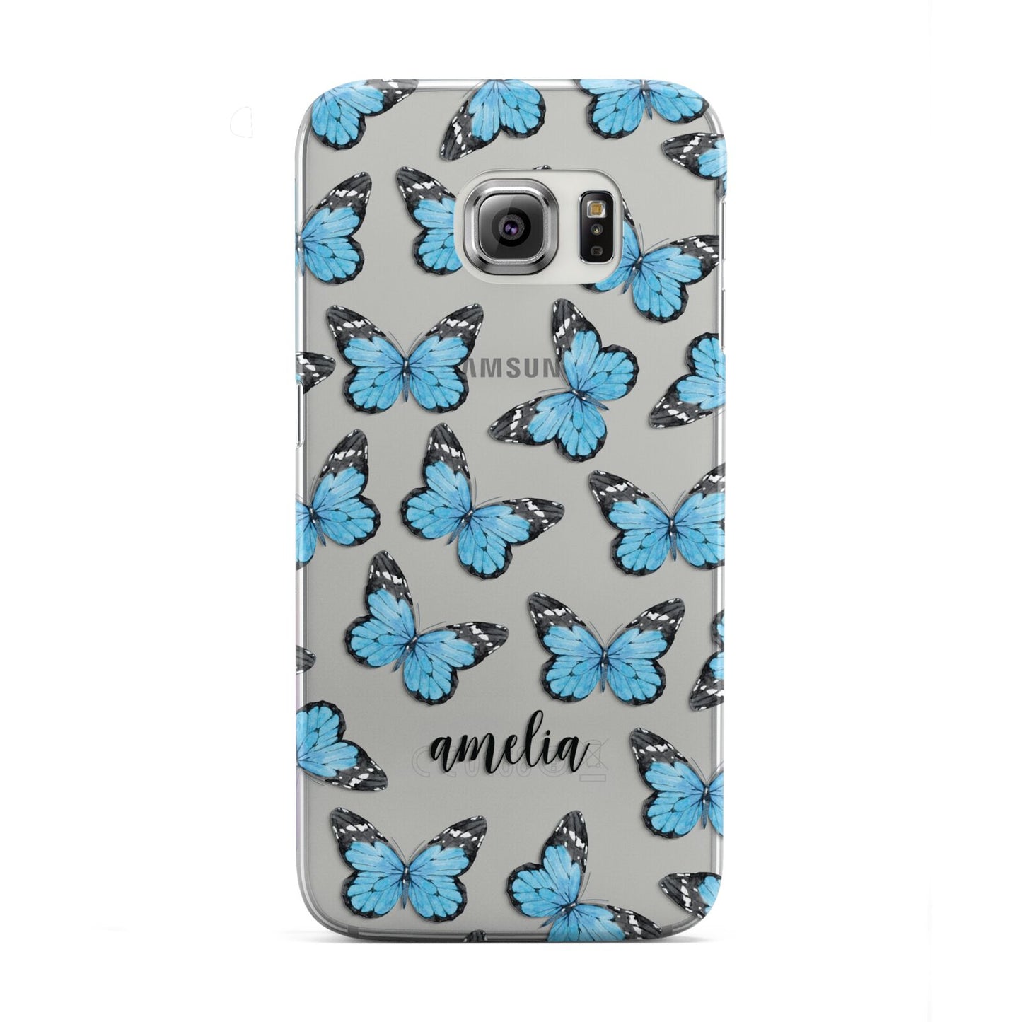 Blue Butterflies with Name Samsung Galaxy S6 Edge Case