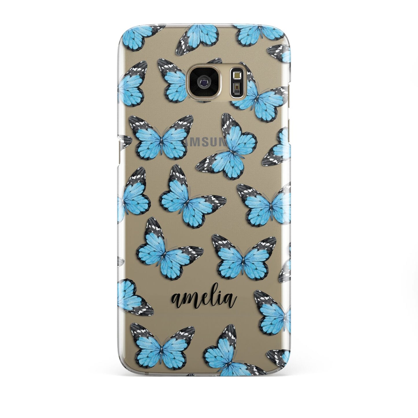 Blue Butterflies with Name Samsung Galaxy S7 Edge Case