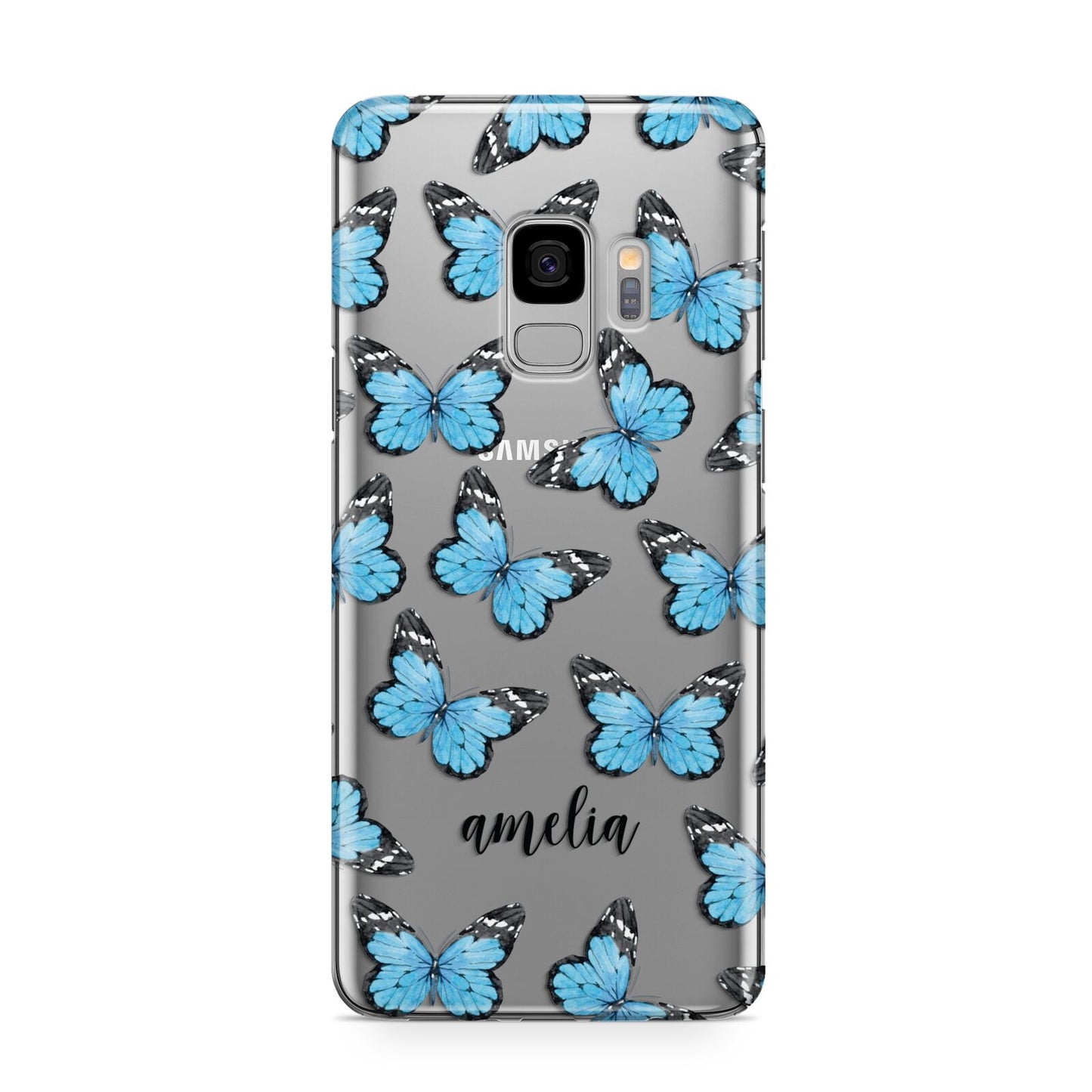 Blue Butterflies with Name Samsung Galaxy S9 Case