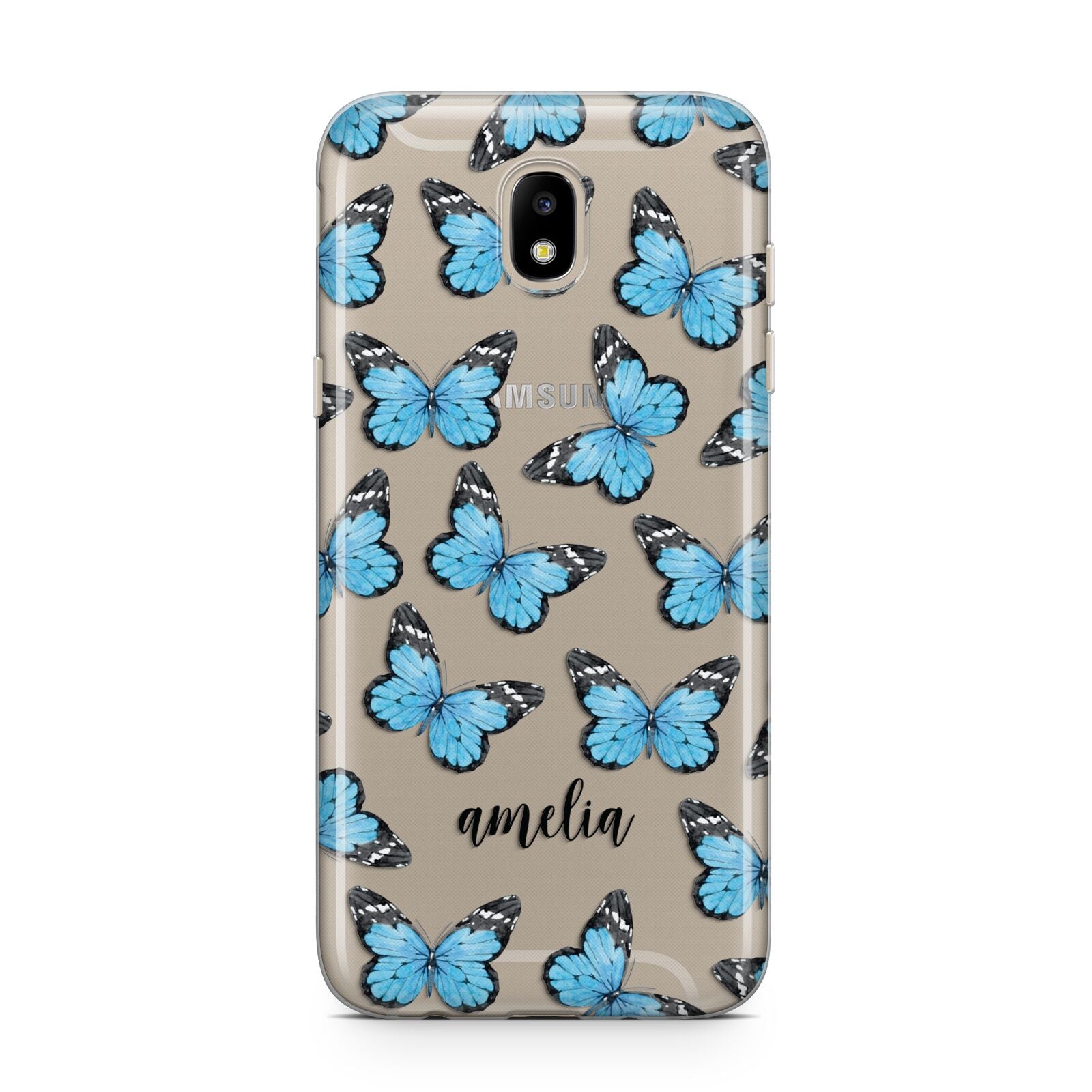 Blue Butterflies with Name Samsung J5 2017 Case