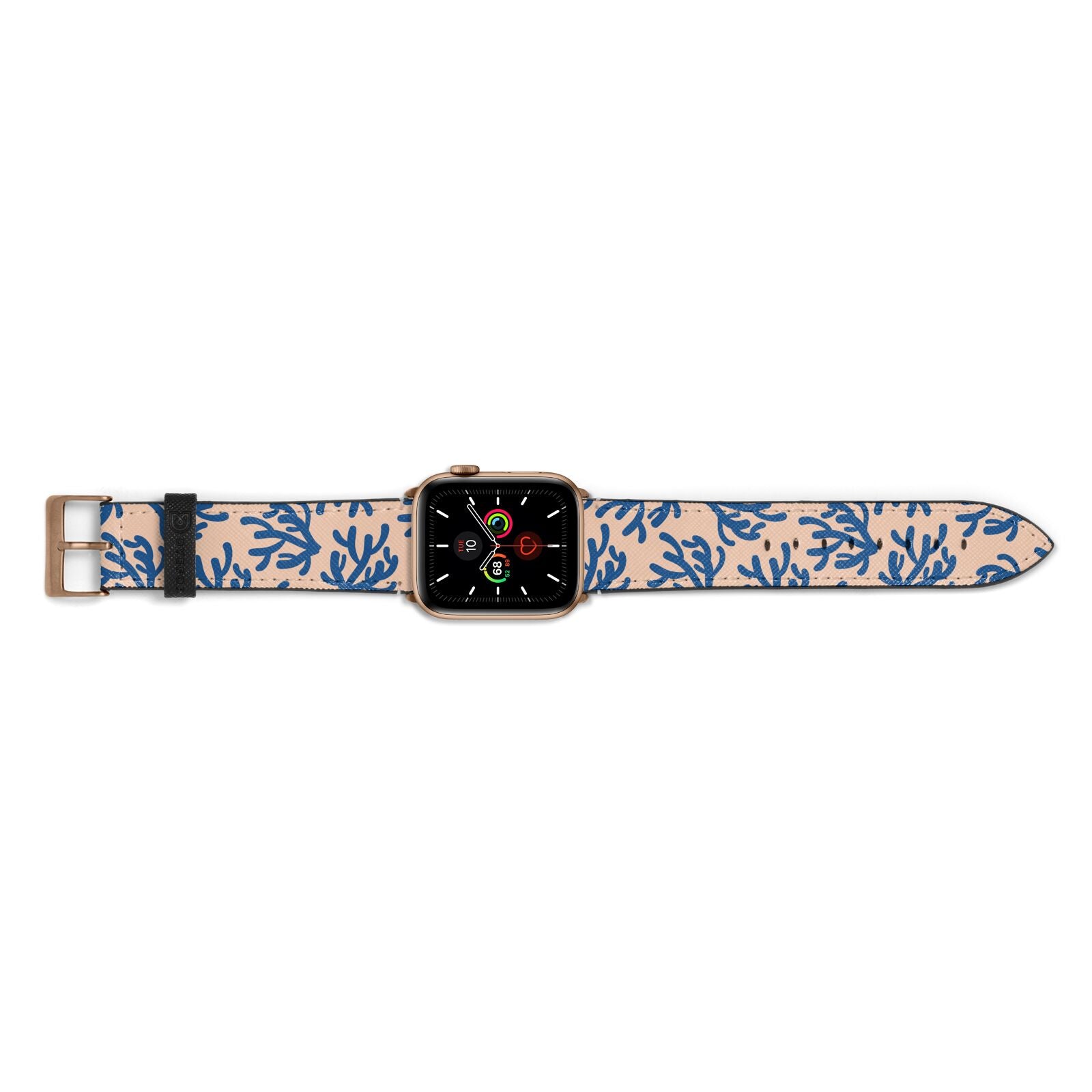 Blue Coral Apple Watch Strap Landscape Image Gold Hardware