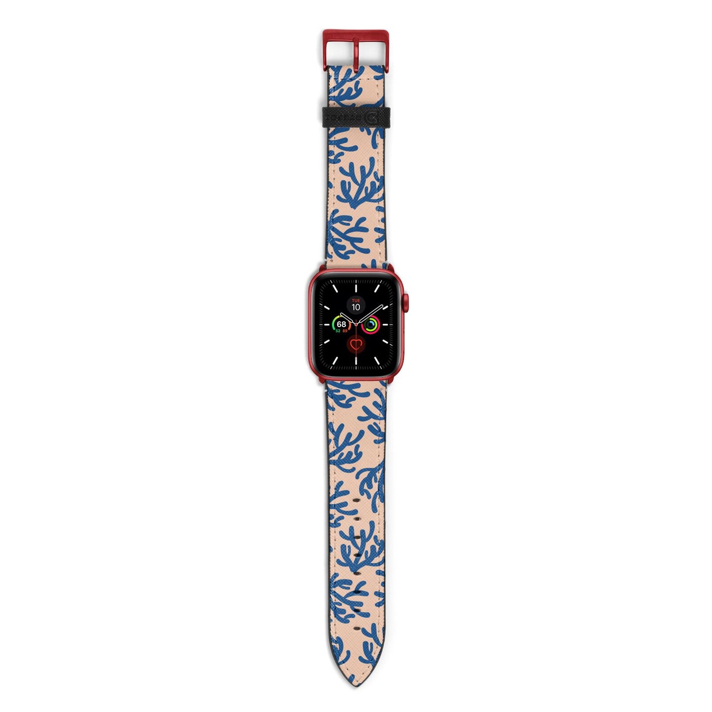 Blue Coral Apple Watch Strap with Red Hardware