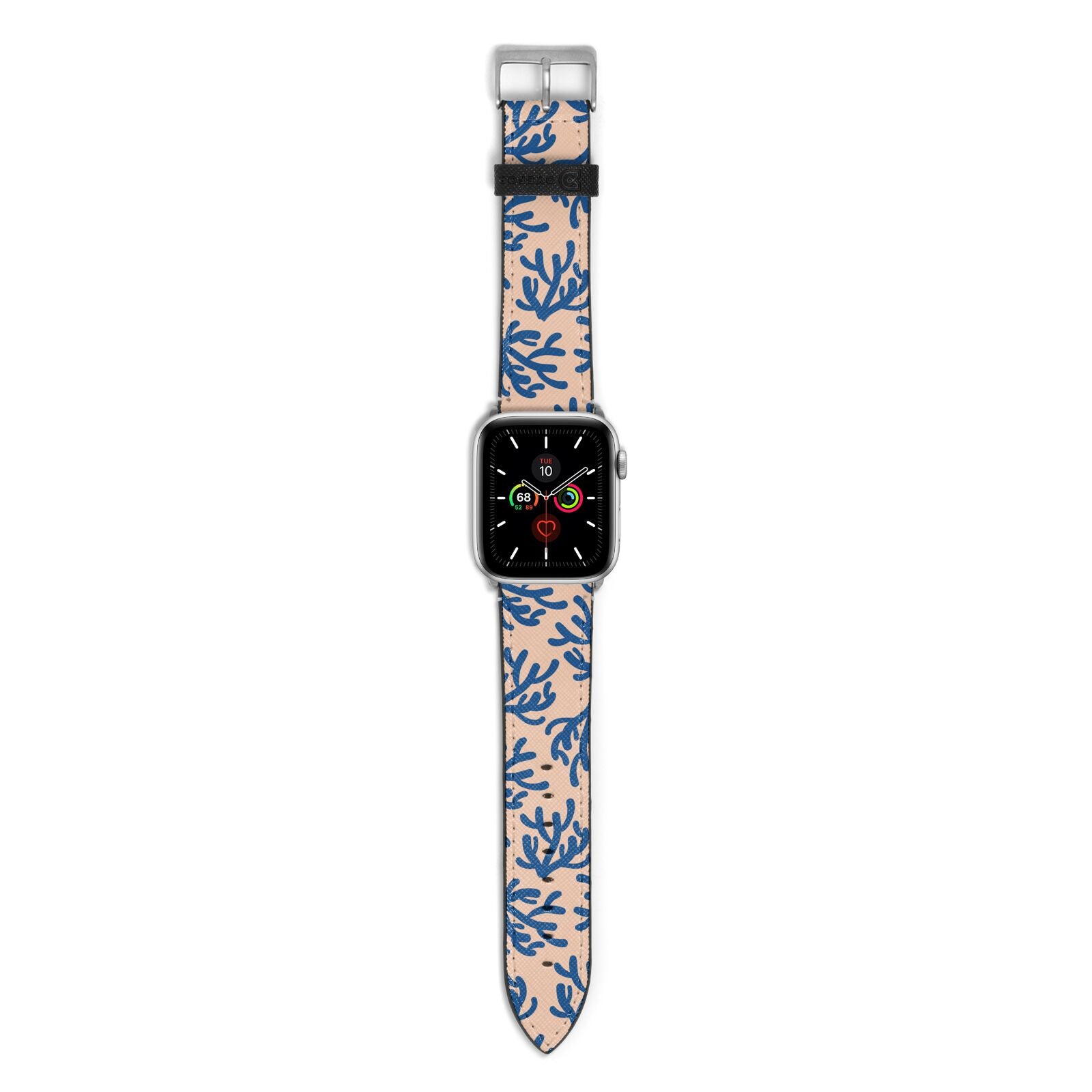 Blue Coral Apple Watch Strap with Silver Hardware