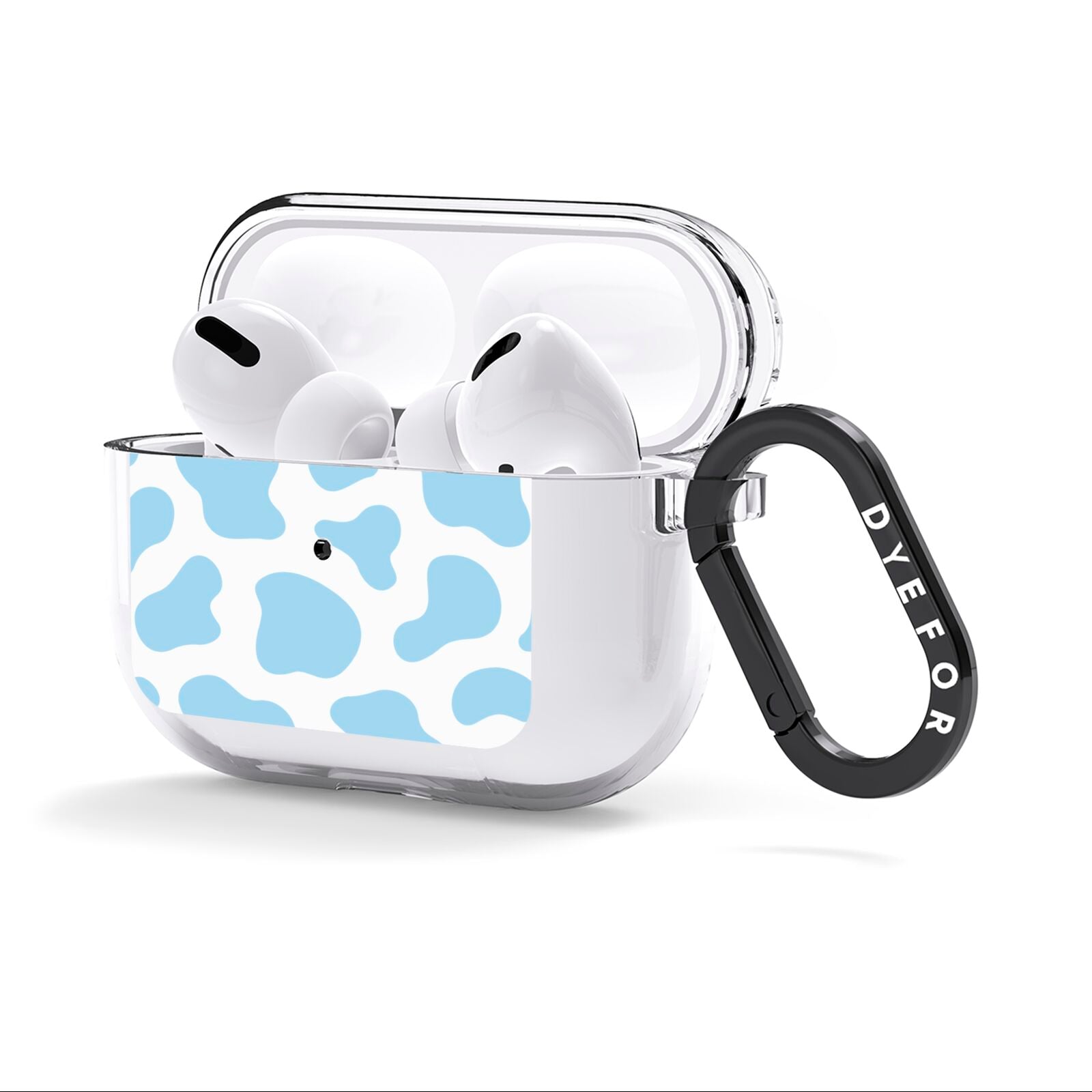 Blue Cow Print AirPods Clear Case 3rd Gen Side Image