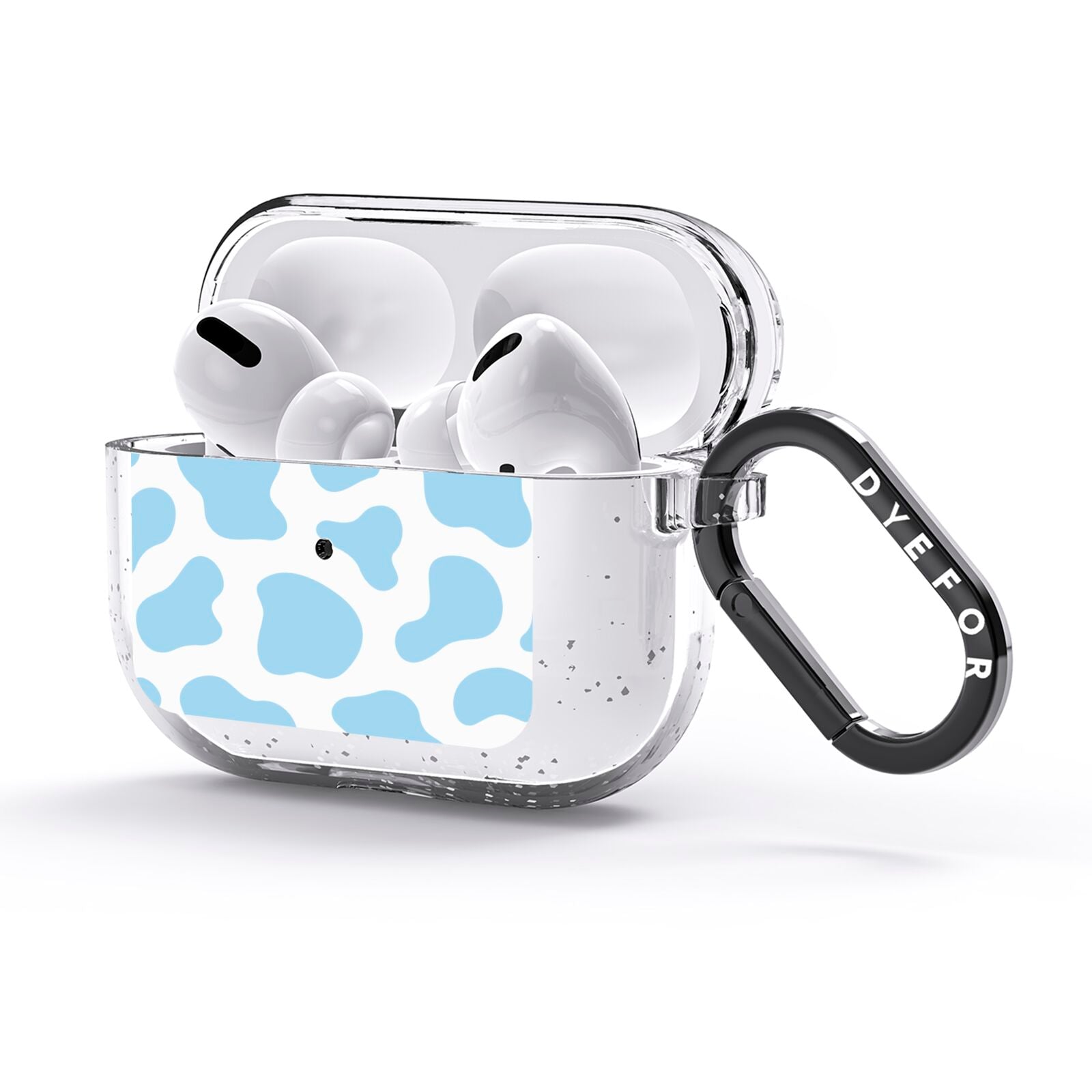 Blue Cow Print AirPods Glitter Case 3rd Gen Side Image