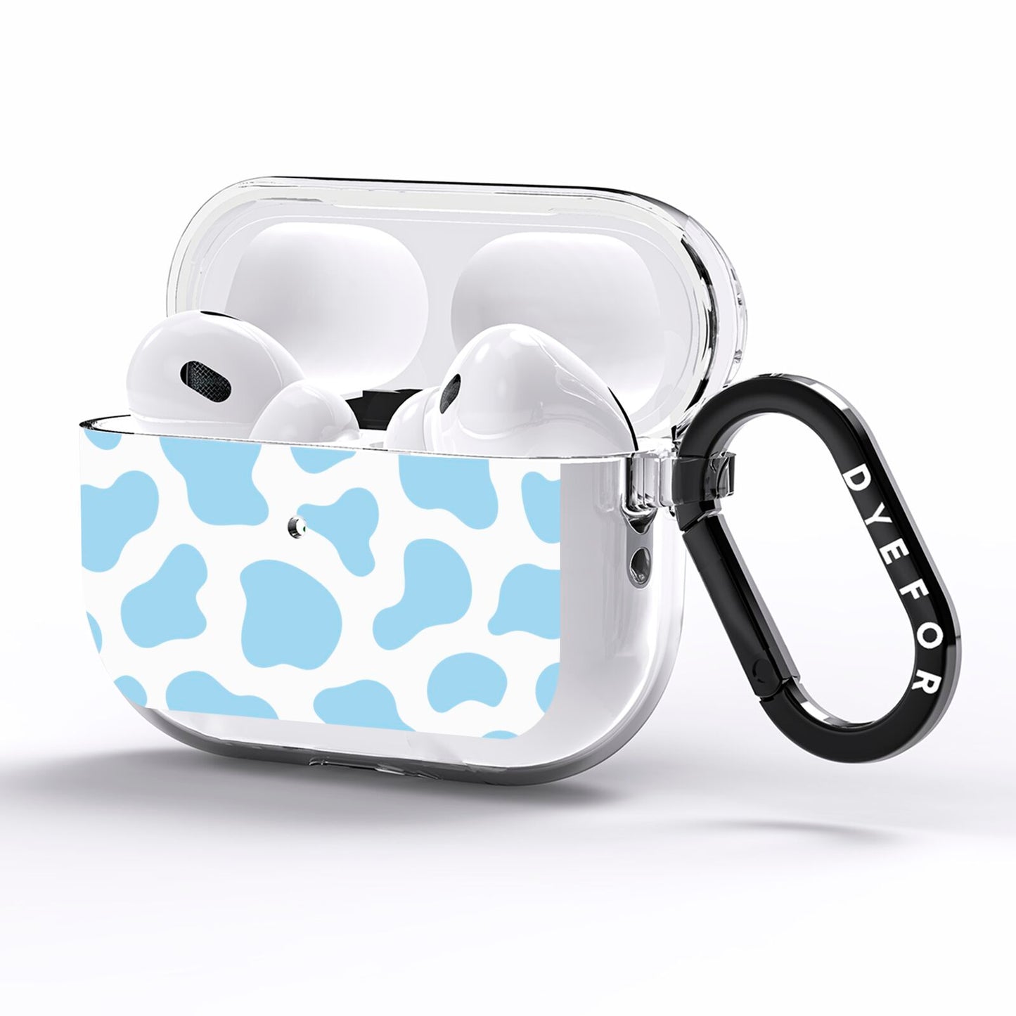 Blue Cow Print AirPods Pro Clear Case Side Image