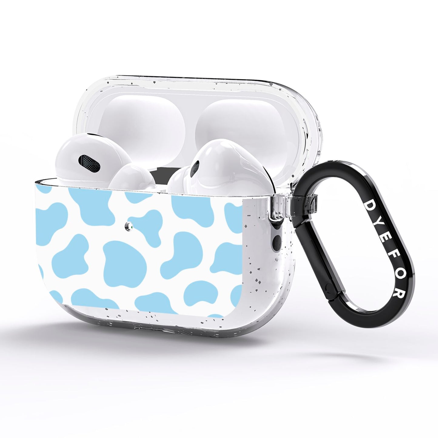 Blue Cow Print AirPods Pro Glitter Case Side Image