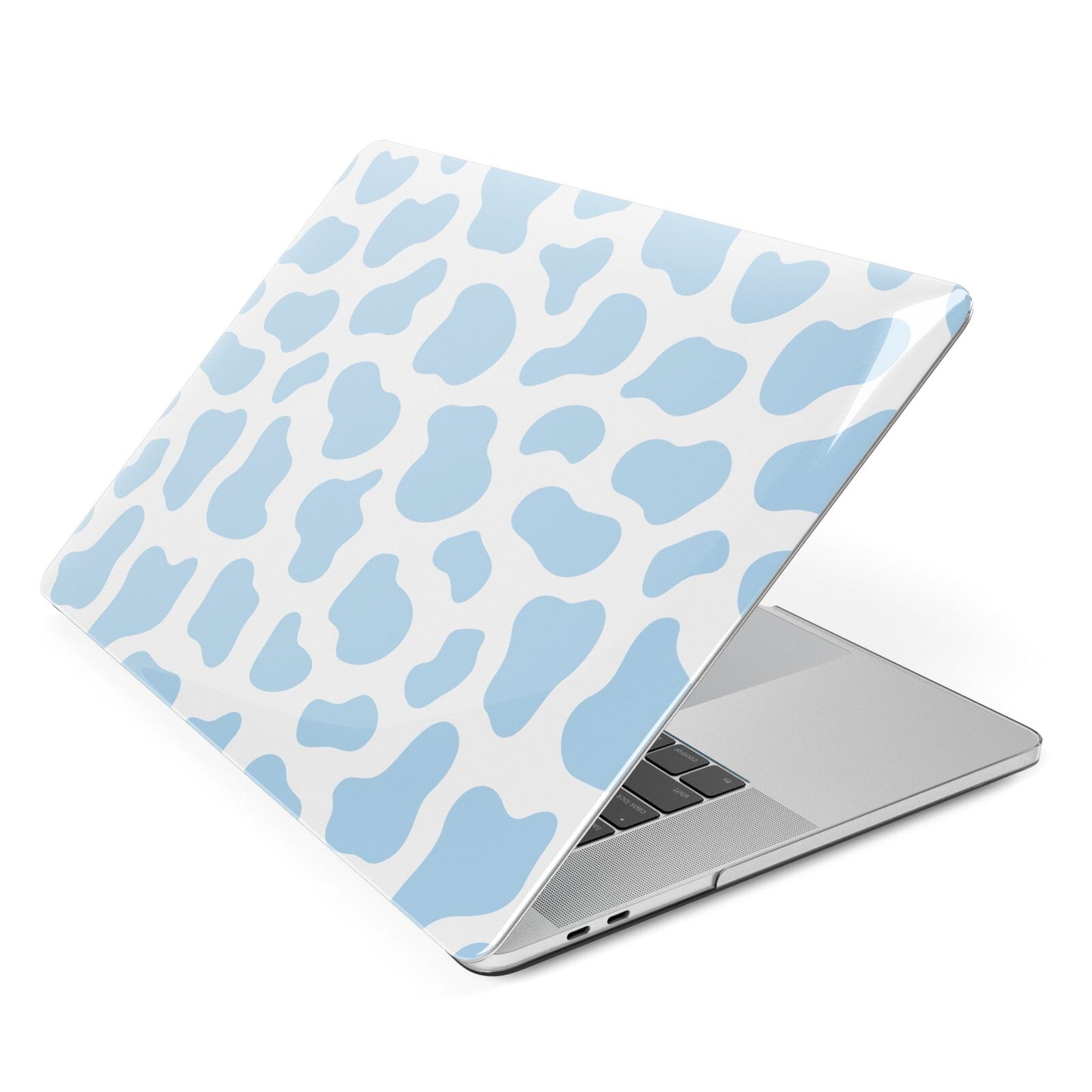 Blue Cow Print Apple MacBook Case Side View