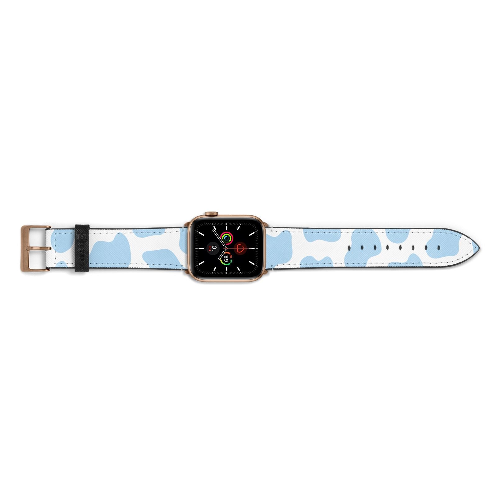 Blue Cow Print Apple Watch Strap Landscape Image Gold Hardware