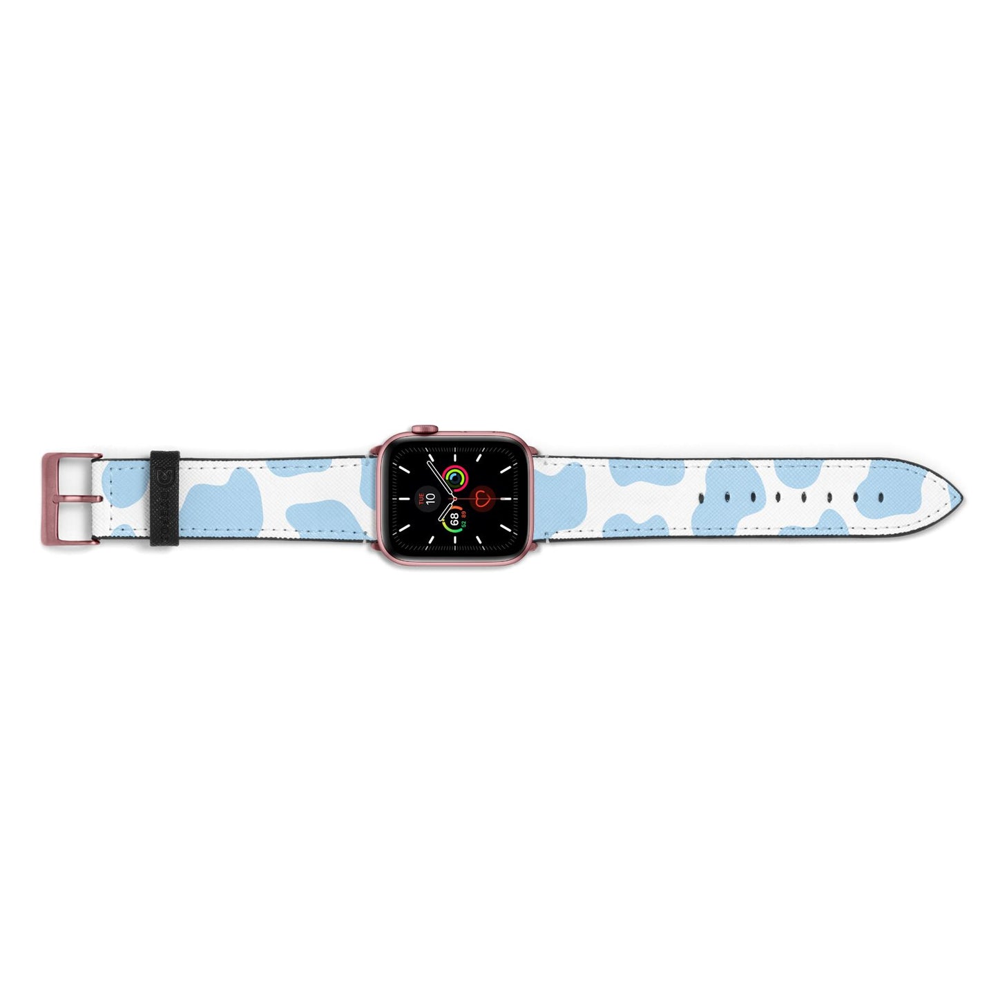 Blue Cow Print Apple Watch Strap Landscape Image Rose Gold Hardware