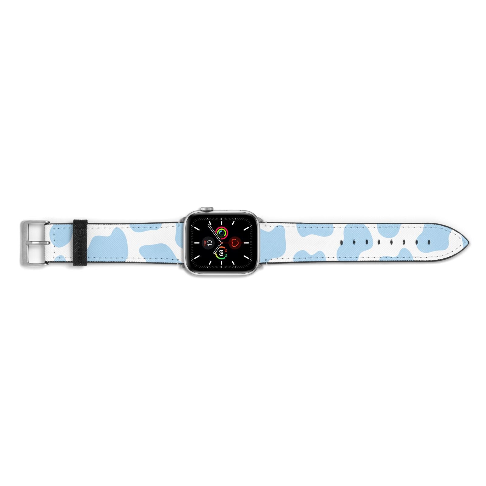 Blue Cow Print Apple Watch Strap Landscape Image Silver Hardware