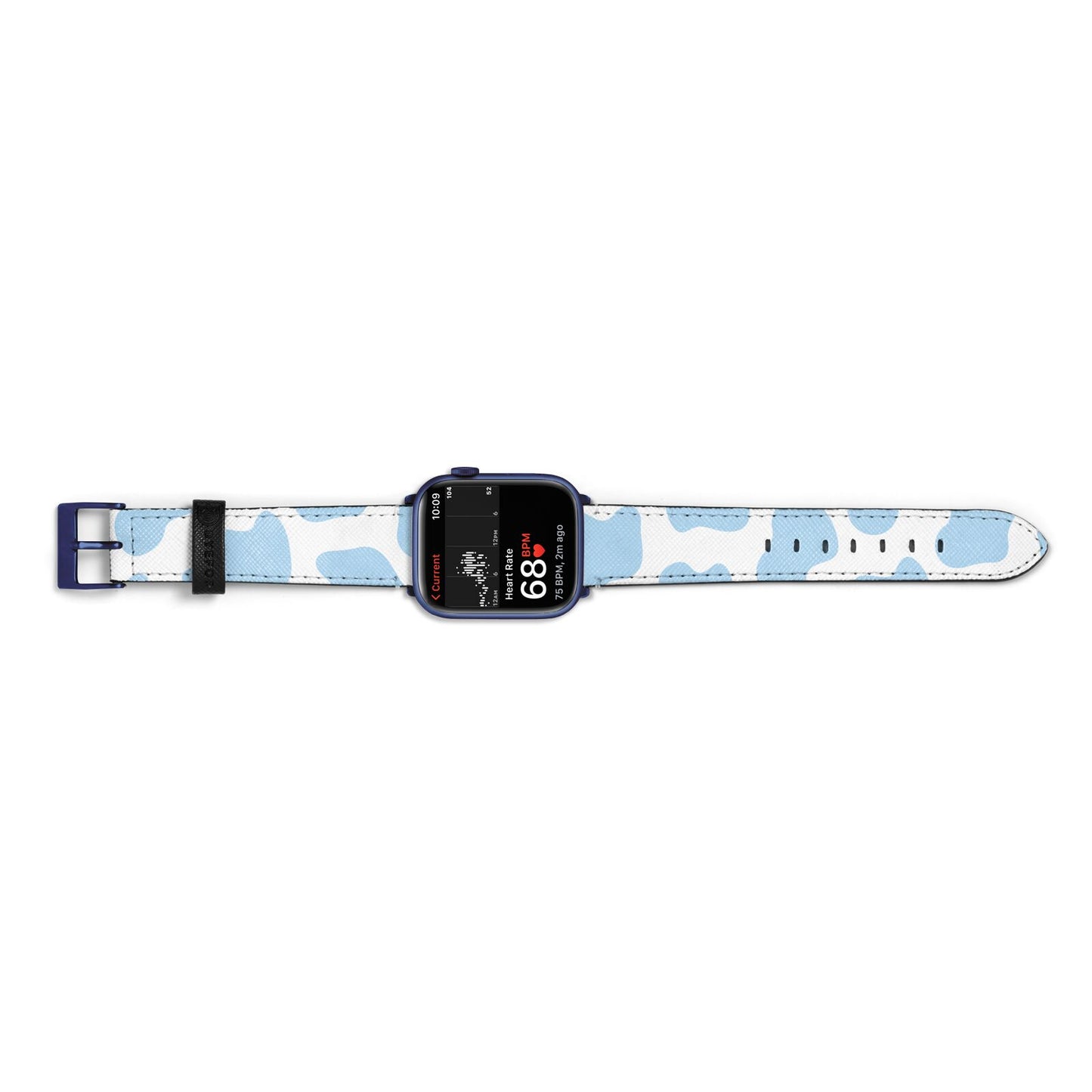 Blue Cow Print Apple Watch Strap Size 38mm Landscape Image Blue Hardware