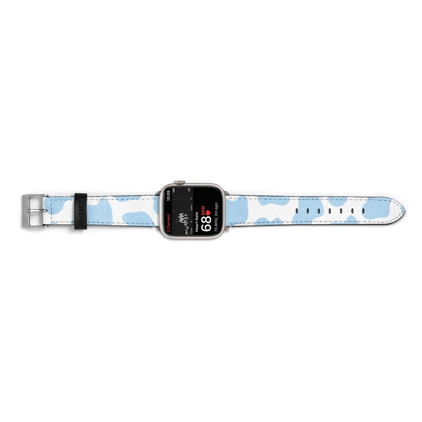 Blue Cow Print Apple Watch Strap Size 38mm Landscape Image Silver Hardware