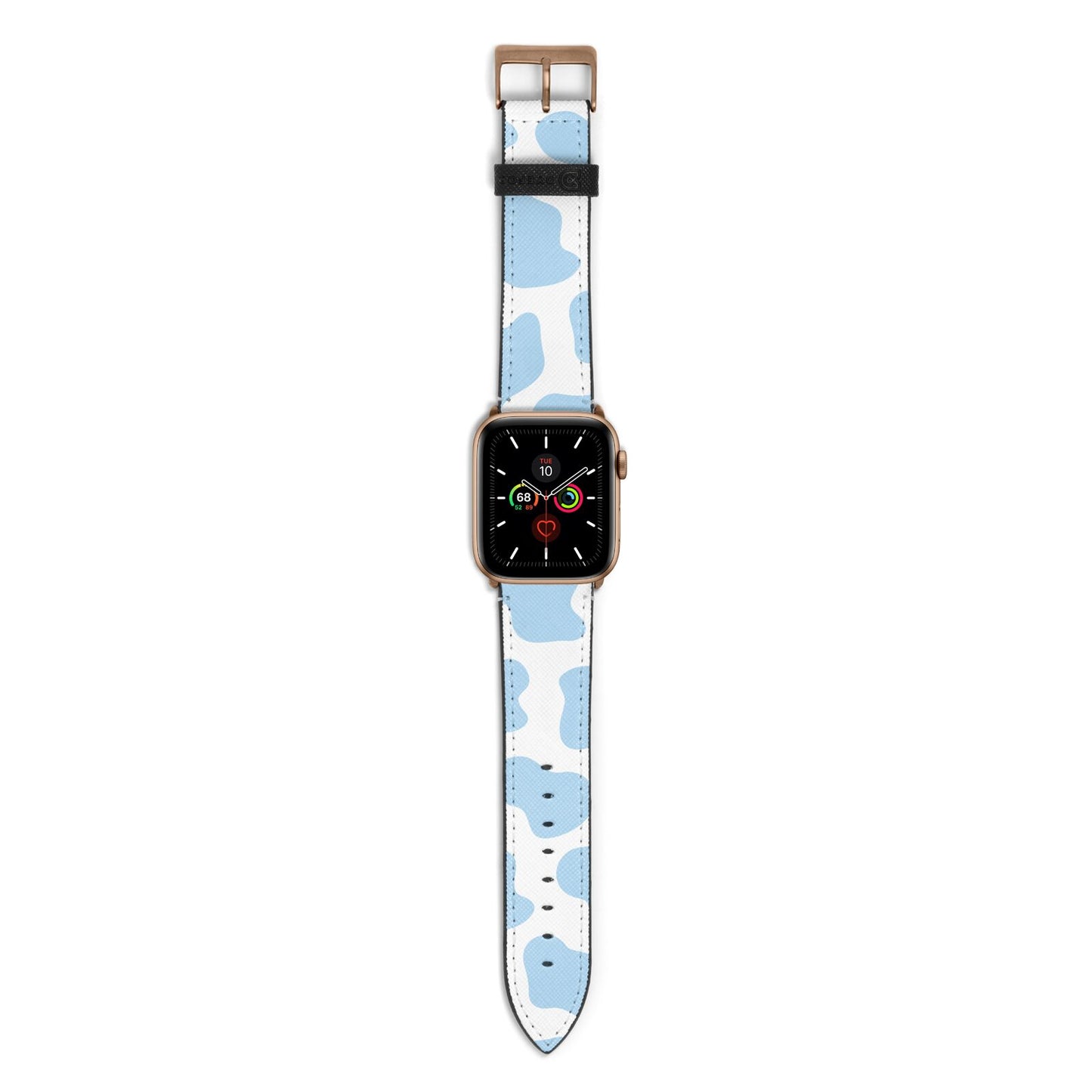 Blue Cow Print Apple Watch Strap with Gold Hardware