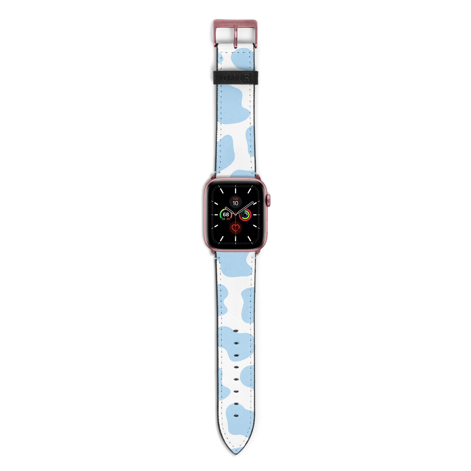 Blue Cow Print Apple Watch Strap with Rose Gold Hardware