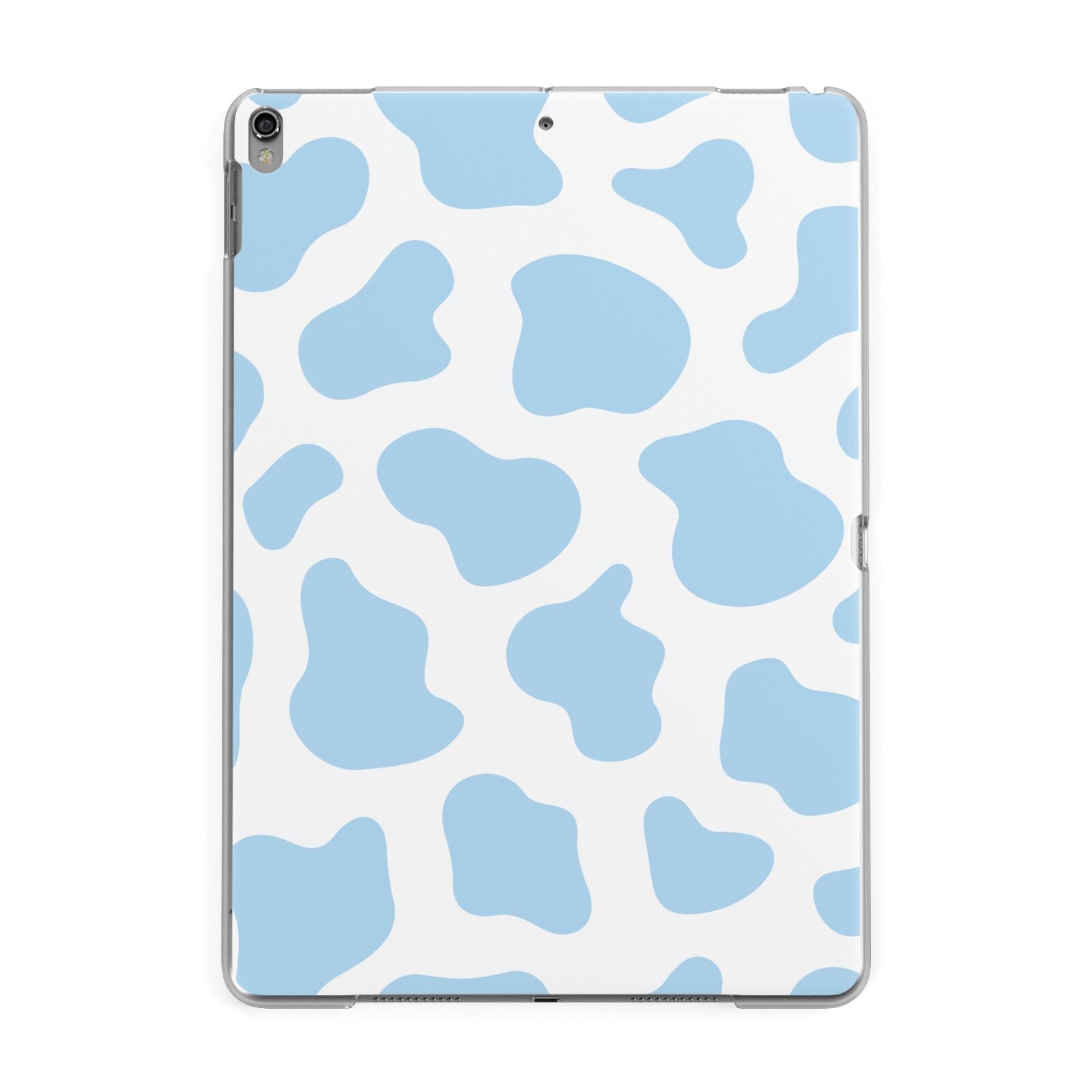 Blue Cow Print Apple iPad Grey Case