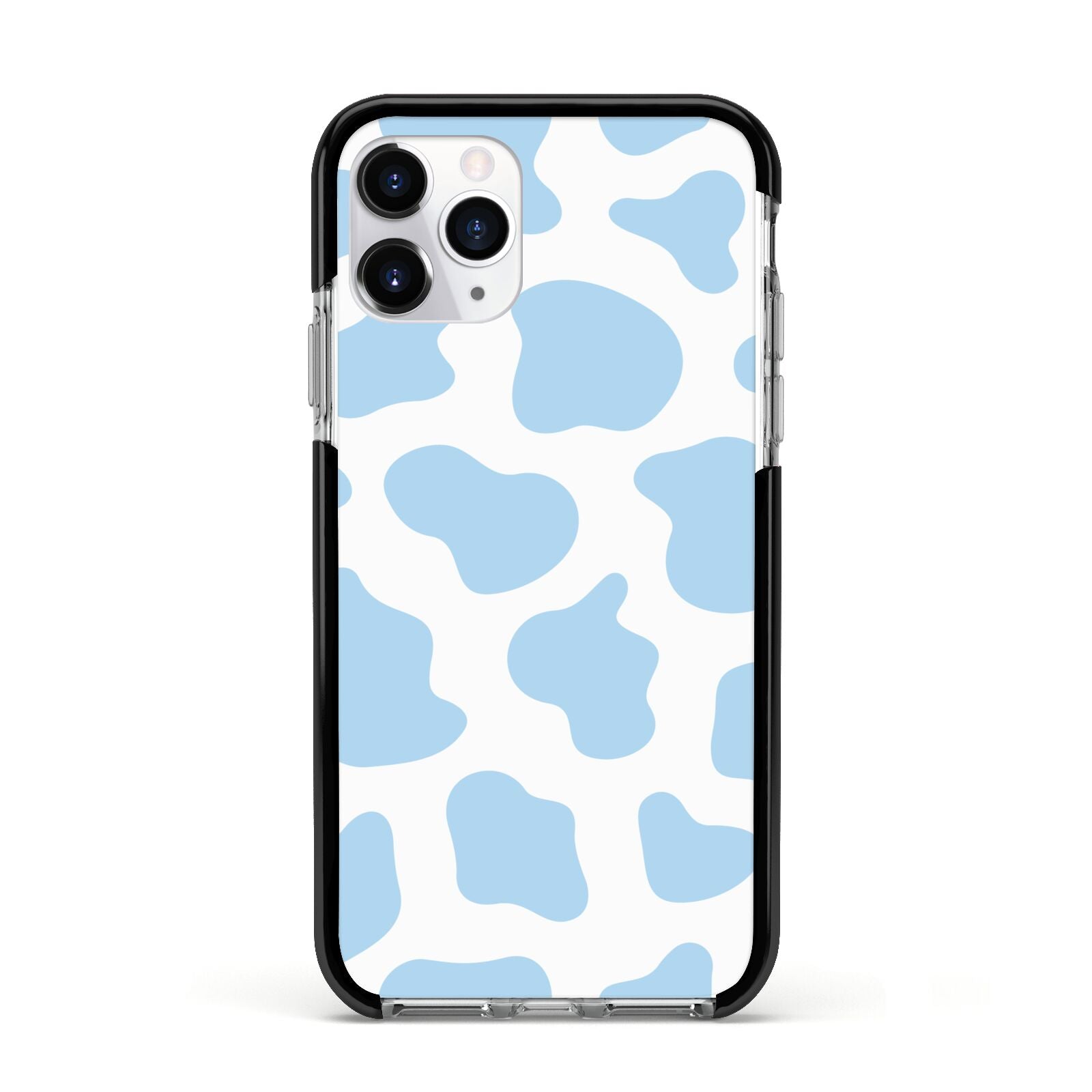 Blue Cow Print Apple iPhone 11 Pro in Silver with Black Impact Case