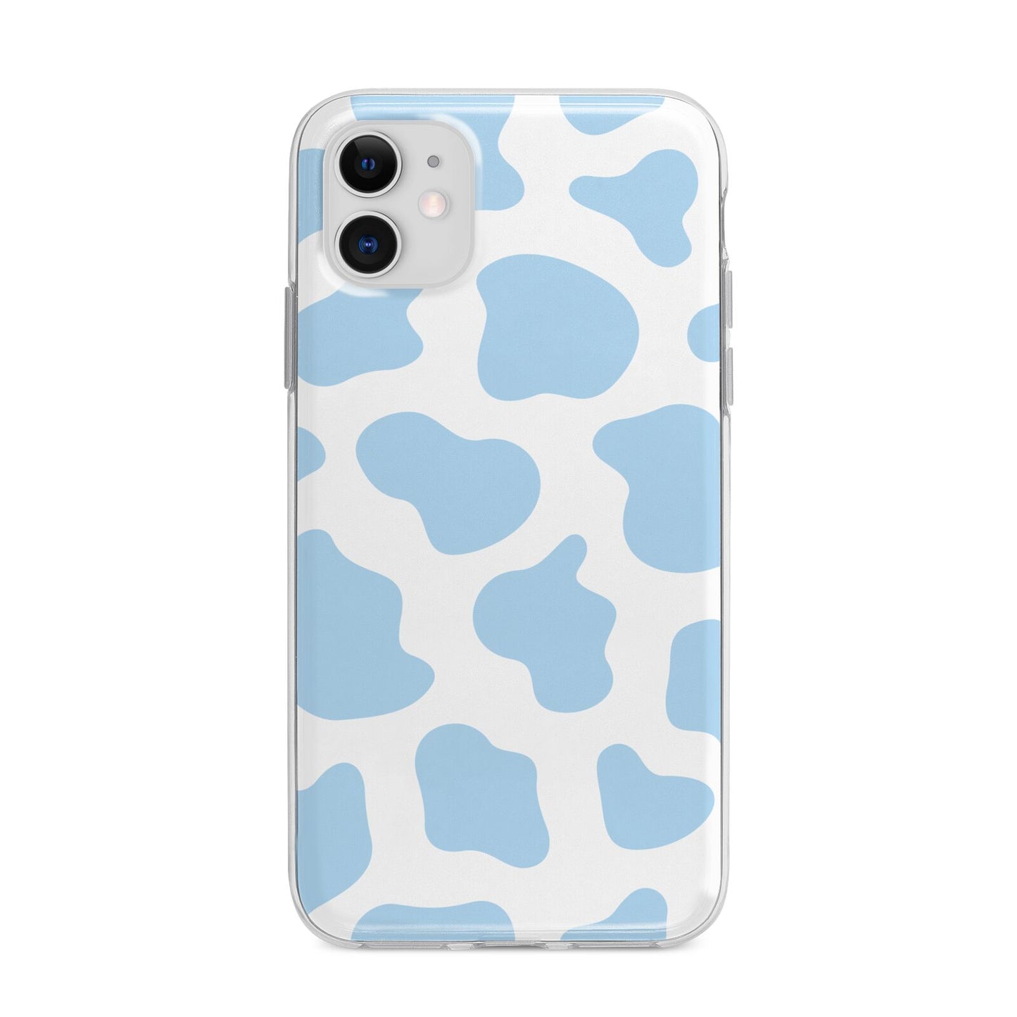 Blue Cow Print Apple iPhone 11 in White with Bumper Case