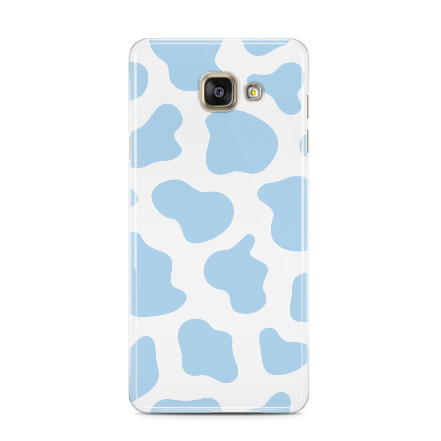 Blue Cow Print Samsung Galaxy A3 2016 Case on gold phone