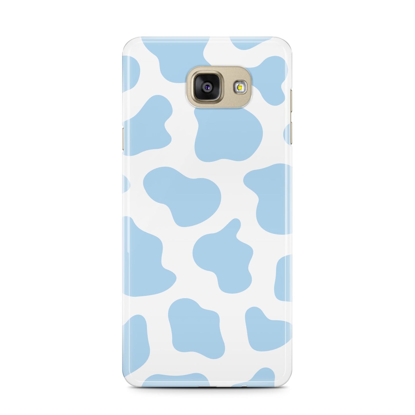 Blue Cow Print Samsung Galaxy A7 2016 Case on gold phone