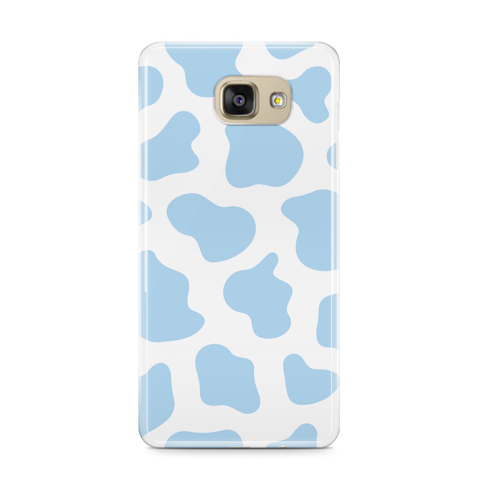 Blue Cow Print Samsung Galaxy A9 2016 Case on gold phone